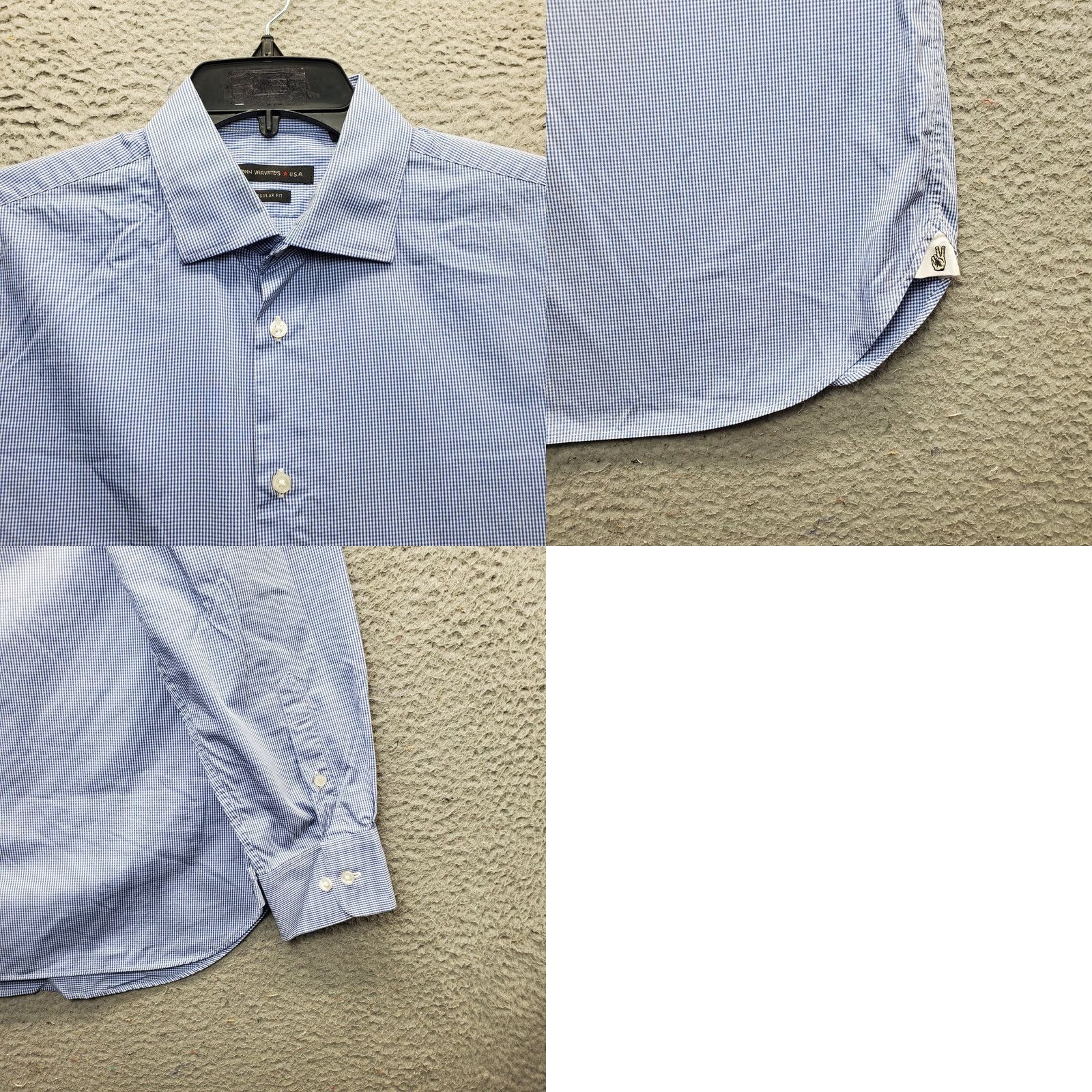 John Varvatos John Varvatos Dress Shirt Mens 16.5 Multi Plaid Regular Fit Collared Button Up Shirt Mens 16.5 Plaid Multicolor Long Sleeve Button Up Dress Shirt Mens Size 46R - 8 Thumbnail