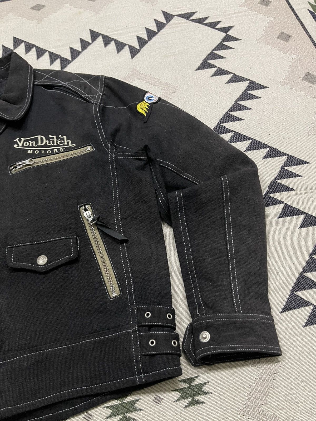 Von Dutch 2000s VON DUTCH MOTORS COTTON BIKER JACKETFADED JACKET Size US M / EU 48-50 / 2 - 6 Thumbnail