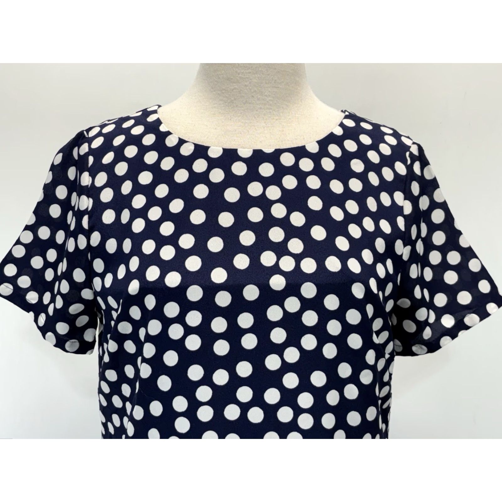 J.Crew J. Crew Polka Dot Gallery Shift Dress Sz 8 Women’s Short Sleeve Comfort Navy Size 30" / US 8 / IT 44 - 5 Thumbnail