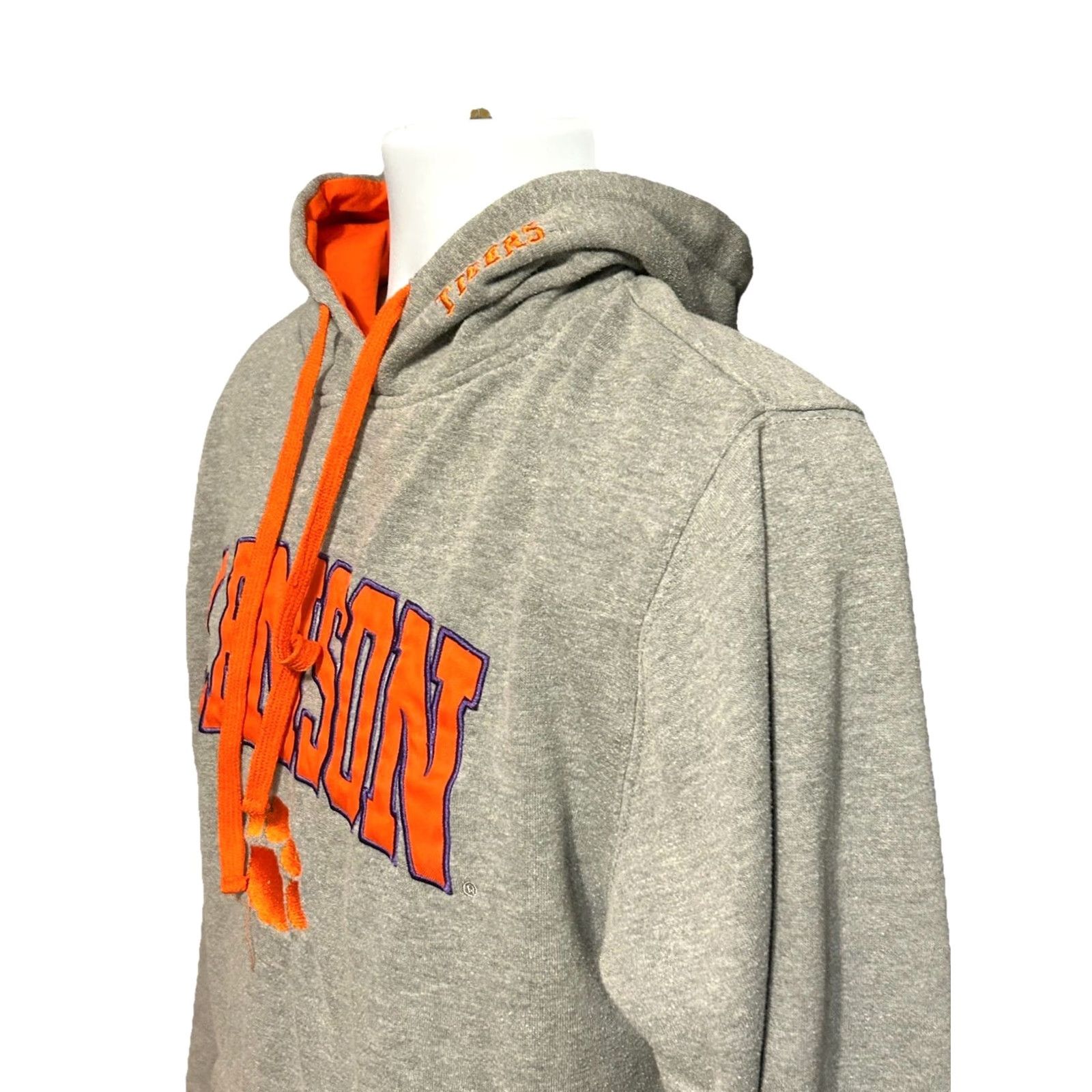 Vintage VTG Clemson University Tigers Hoodie Adult Medium Gray Orange Stitched Front Size US M / EU 48-50 / 2 - 2 Thumbnail