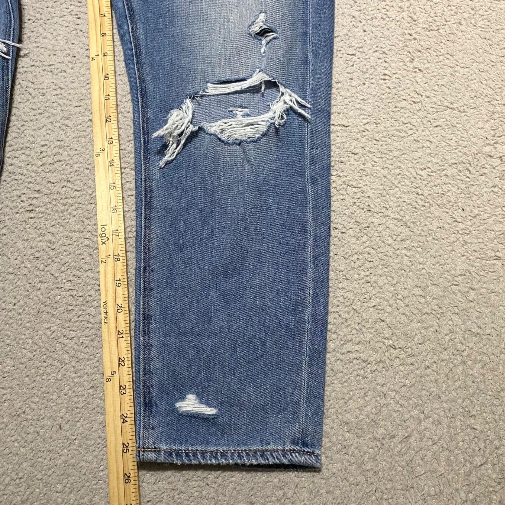 American Eagle Outfitters American Eagle Jeans Womens 8P Blue Denim Straight Distress High Rise Mom Petite Size 30" / US 8 / IT 44 - 6 Thumbnail