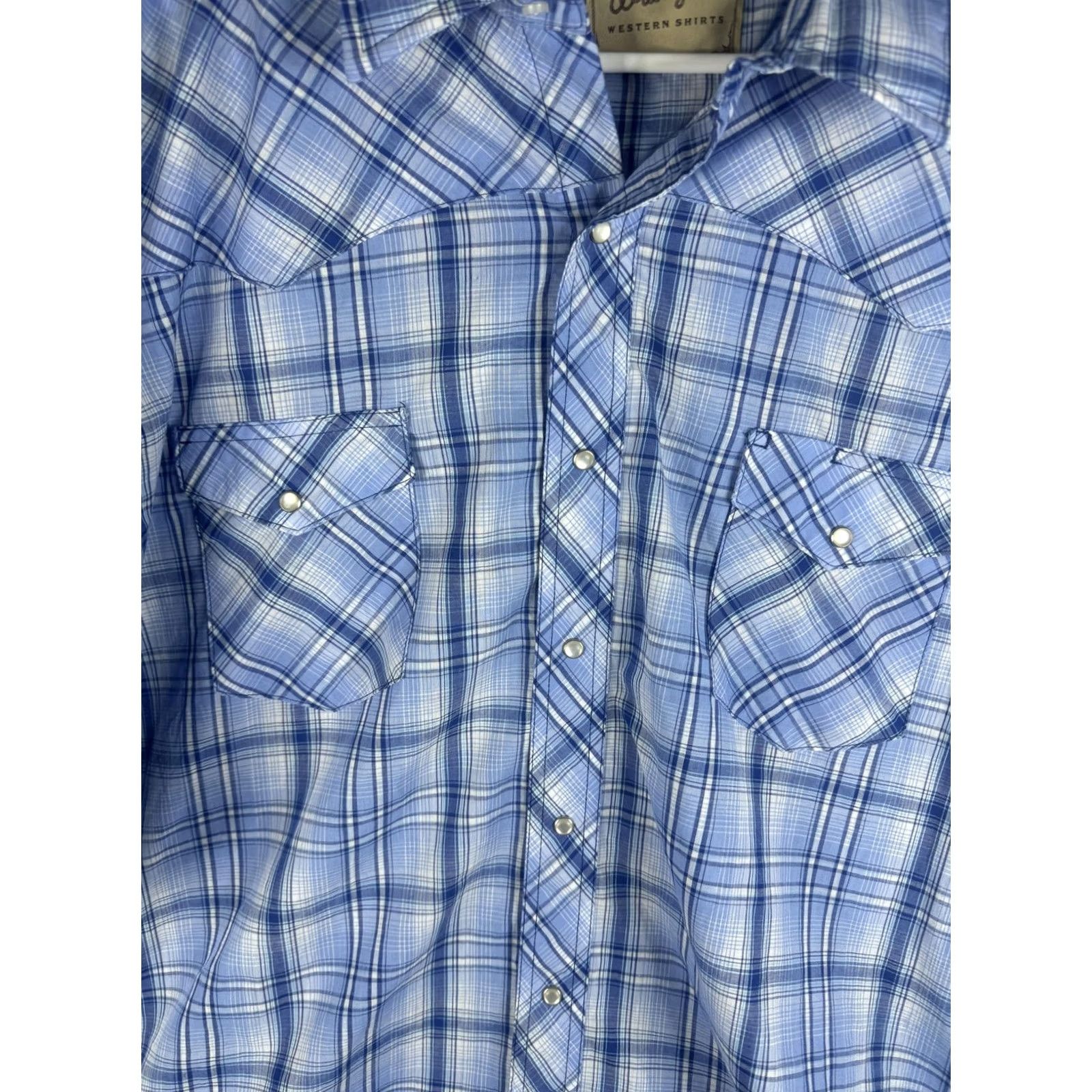Wrangler VINTAGE Wrangler Western Shirt Mens 3XL Blue Plaid Pearl Snap Long Sleeve Cowboy Size US XXL / EU 58 / 5 - 4 Thumbnail