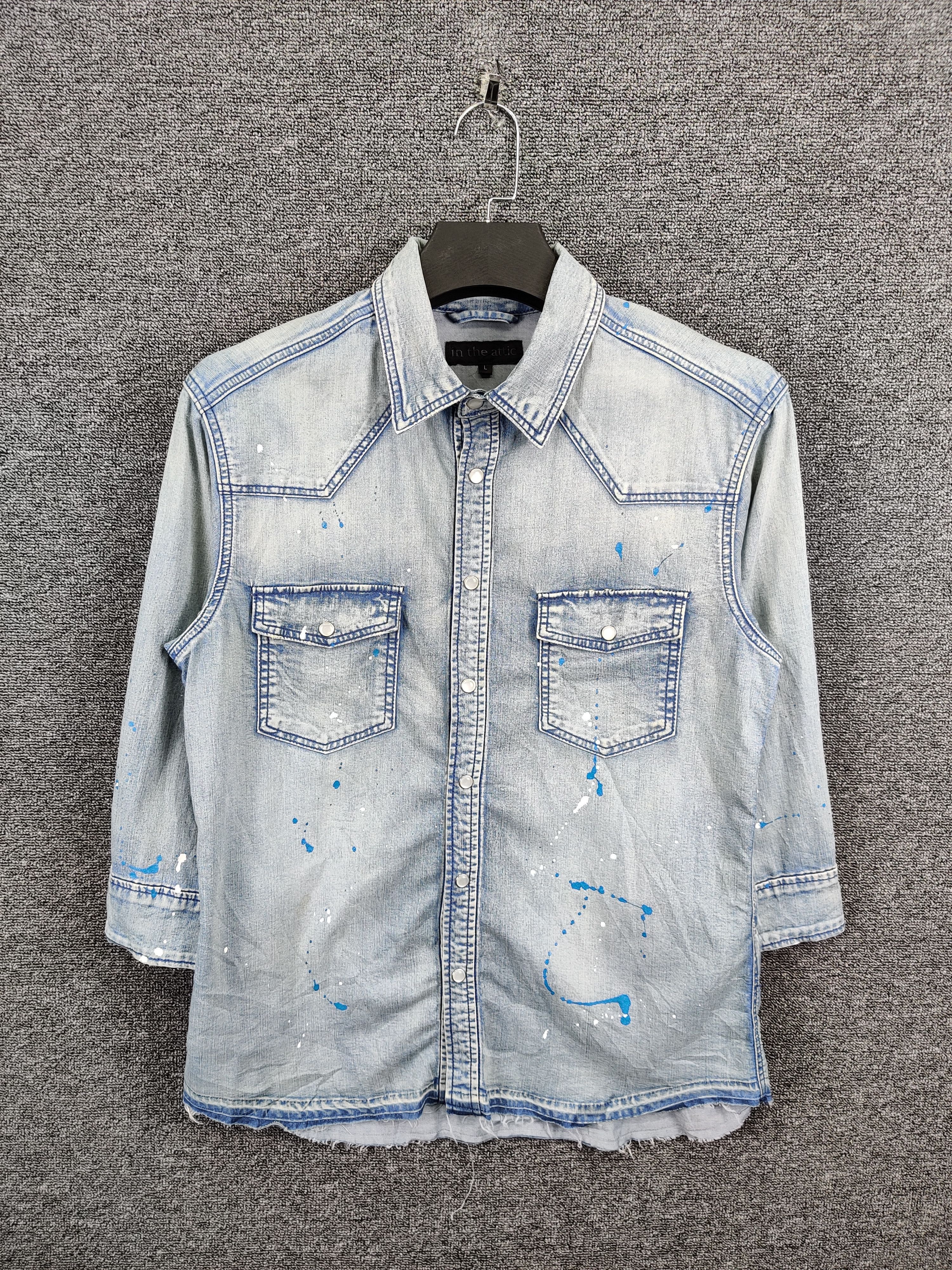 In The Attic Vintage In The Attic Paint Denim Button Ups Shirt Size US L / EU 52-54 / 3 - 1 Thumbnail