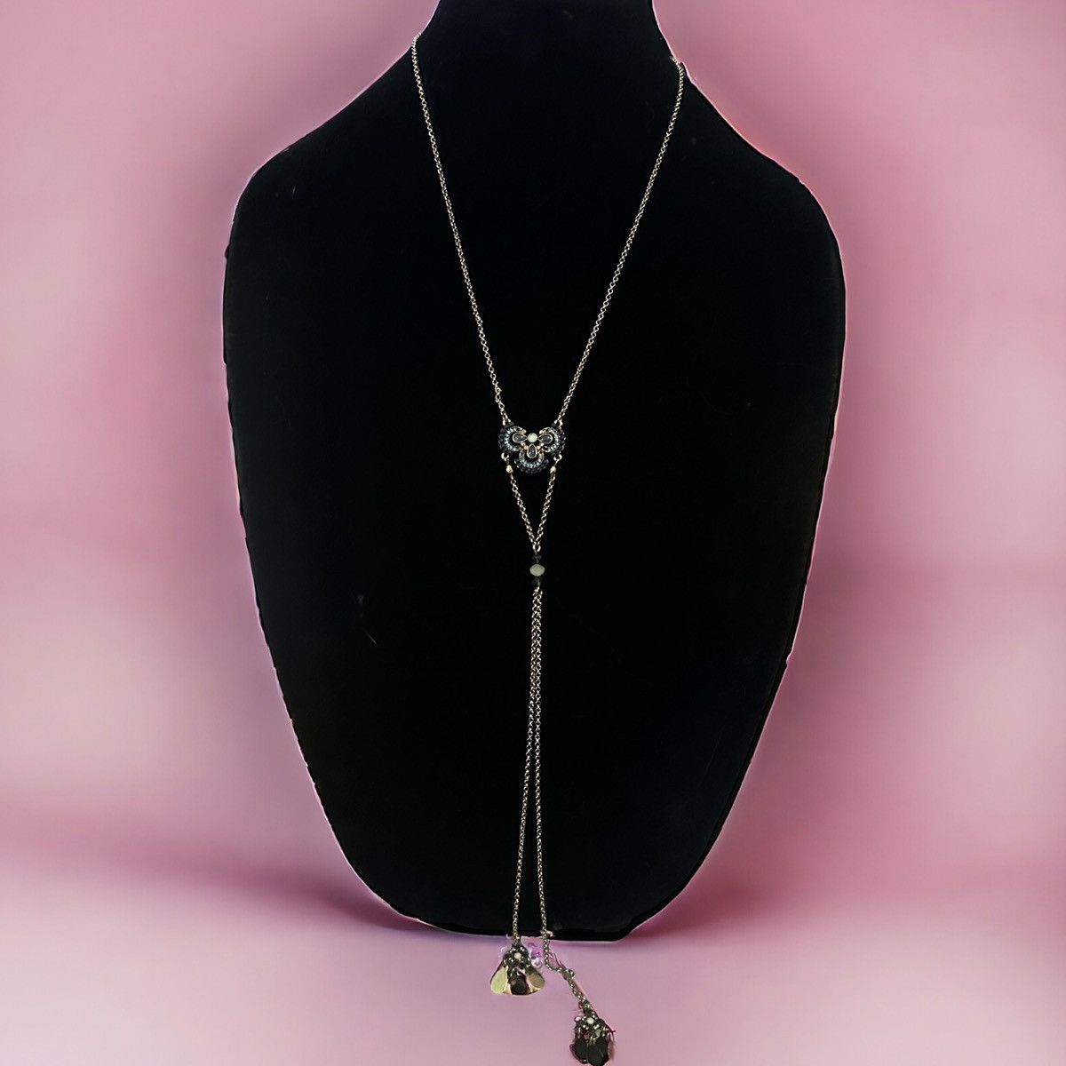Other Long blue rhinestone pendant Y necklace Size ONE SIZE - 1 Thumbnail