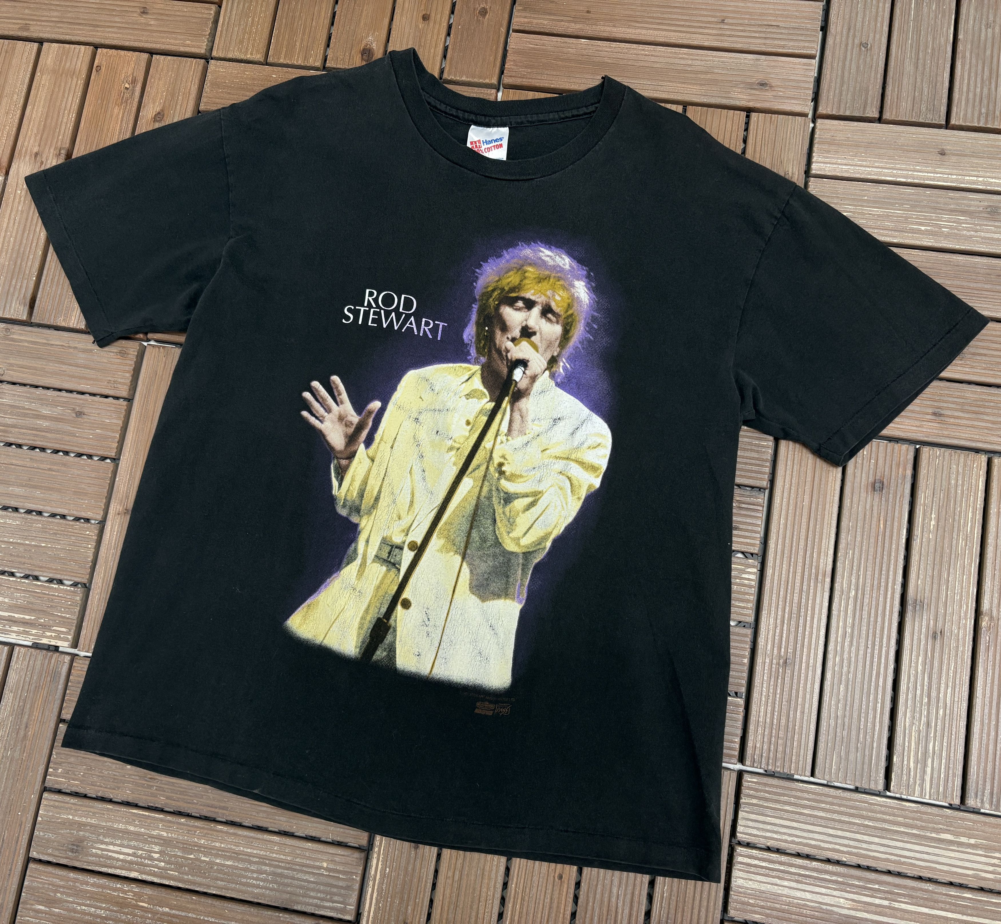 Vintage Rod Stewart A Night To Remember Tour Vintage Black T-Shirt Size US XL / EU 56 / 4 - 4 Thumbnail