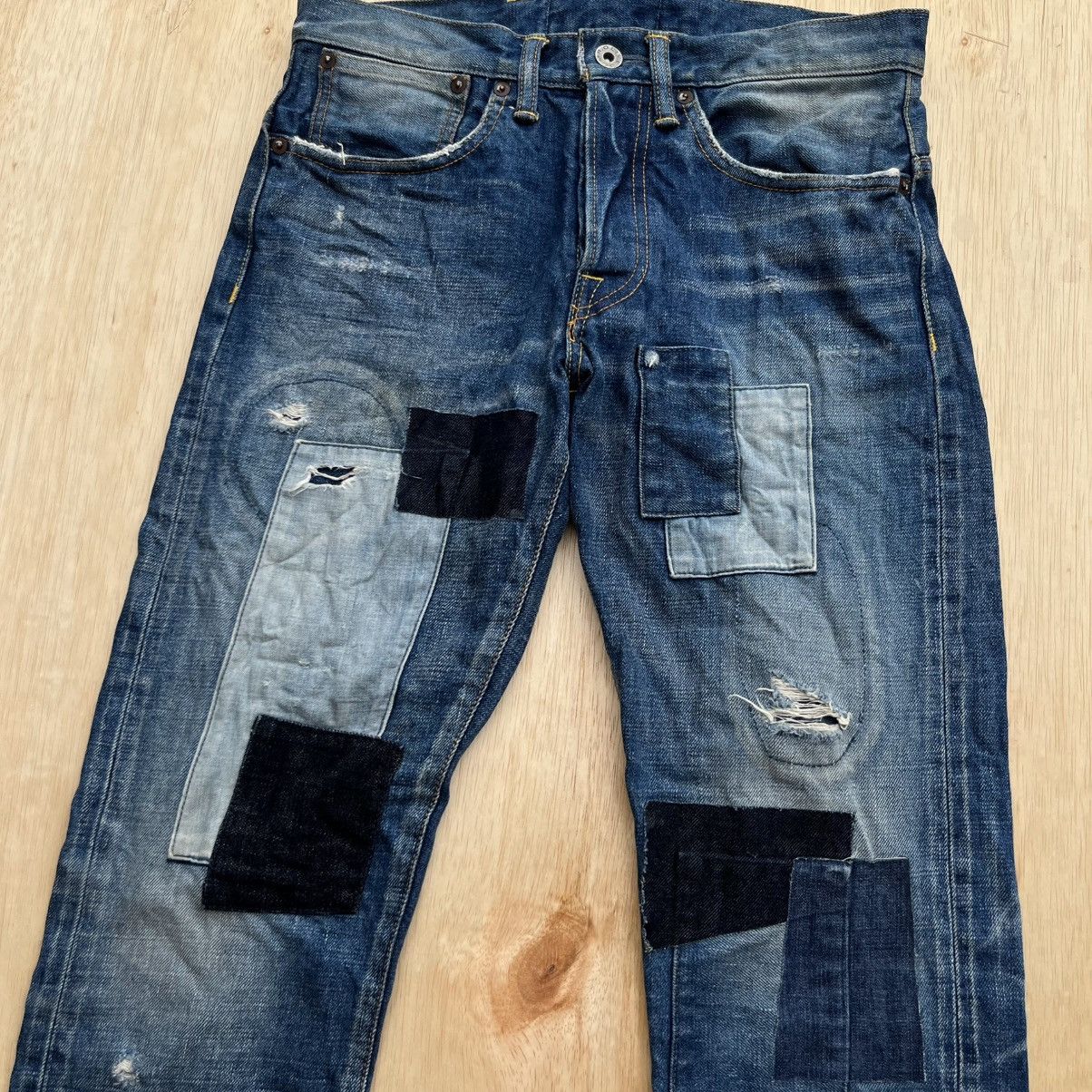 Mr. Olive Mr. OLIVE SELVEDGE DENIM PATCHWORK DISTRESSED JAPANESE BRAND Size US 29 - 2 Thumbnail