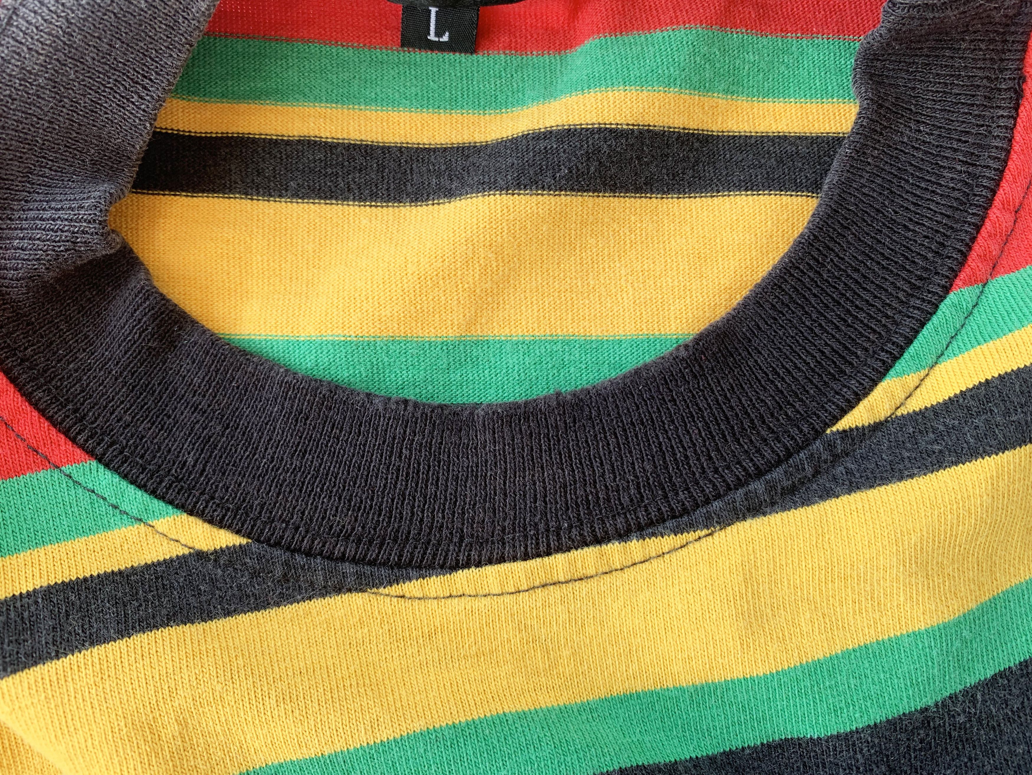 Stussy RARE Vintage 80s STUSSY T shirt Rasta Jamaica Striped Tee Size US XL / EU 56 / 4 - 8 Thumbnail