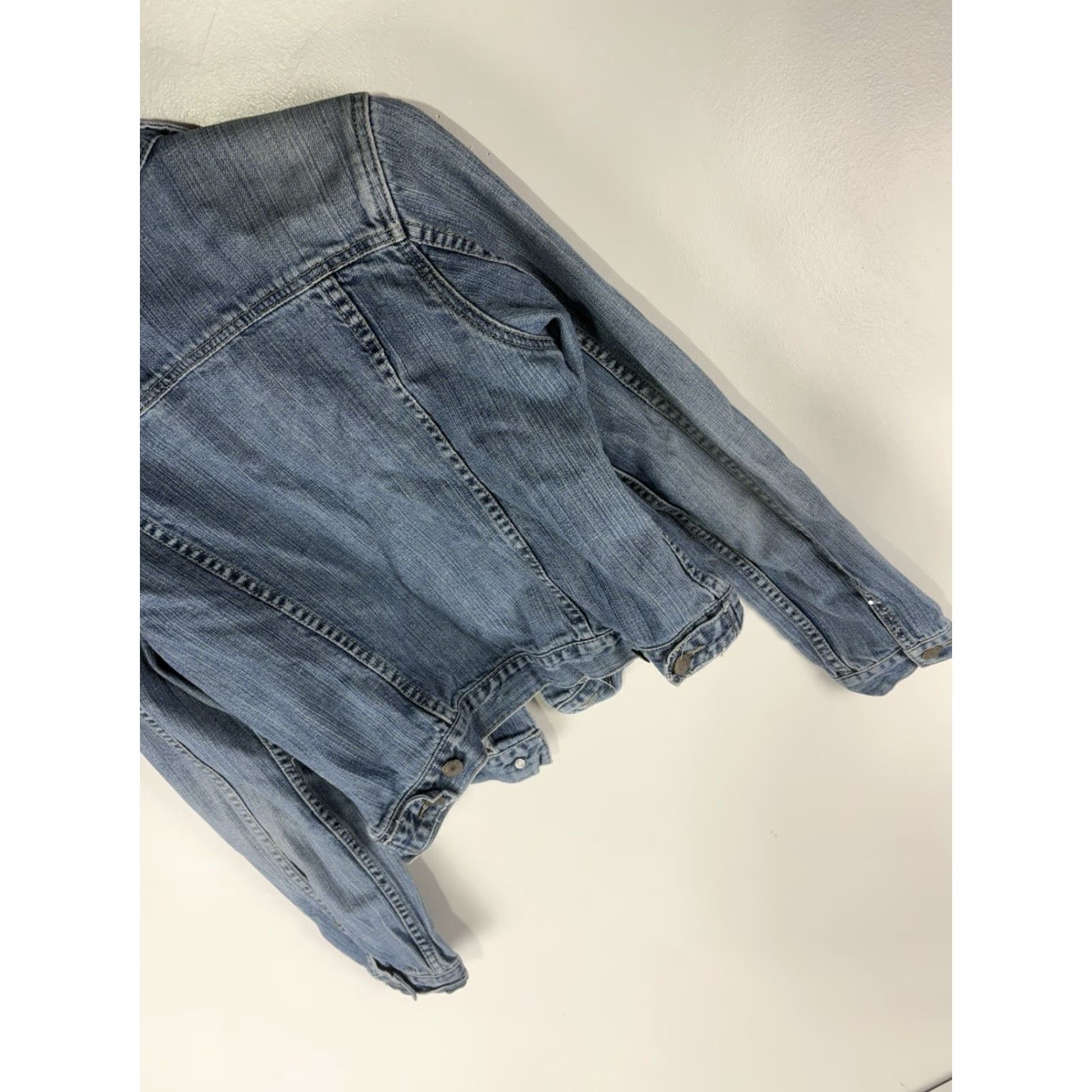 American Eagle Outfitters VINTAGE American Eagle Denim Jacket Women's Cropped Short Sleeve 90s Bohemian Casual Size M / US 6-8 / IT 42-44 - 6 Thumbnail