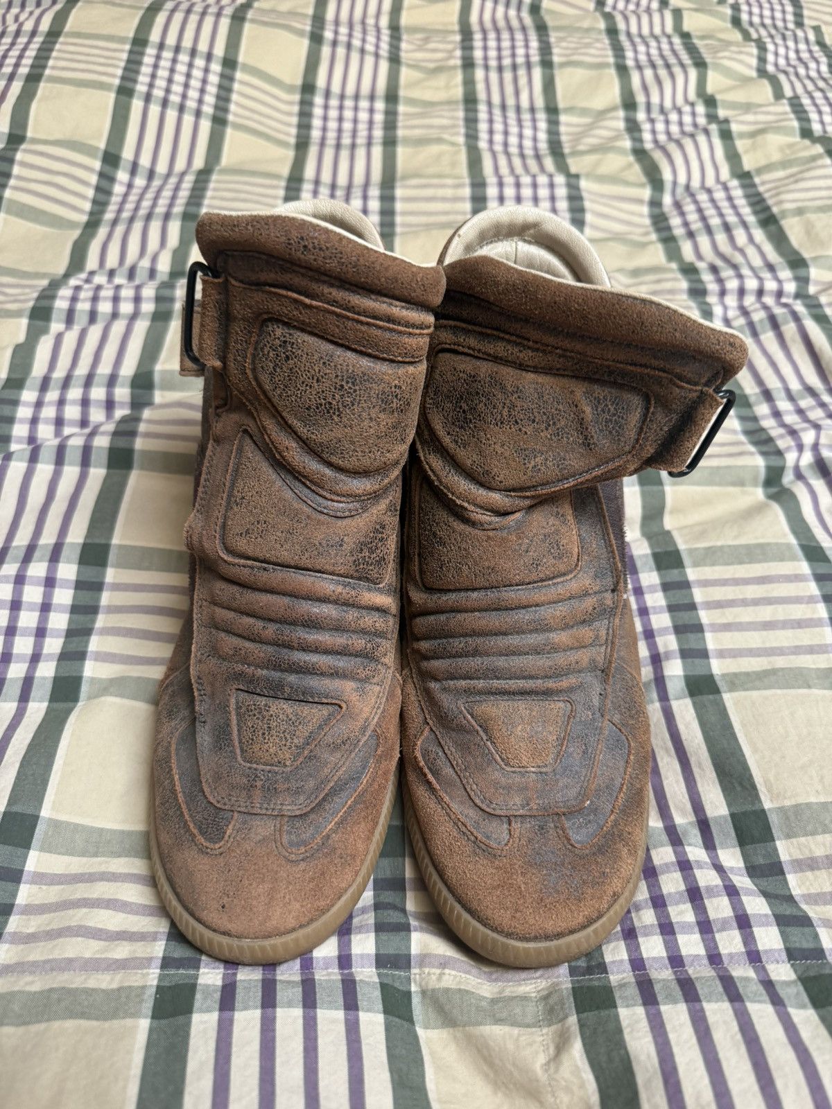 Maison Margiela Mason margiela brown leather, high top sneakers Size US 7.5 / EU 40-41 - 1 Thumbnail