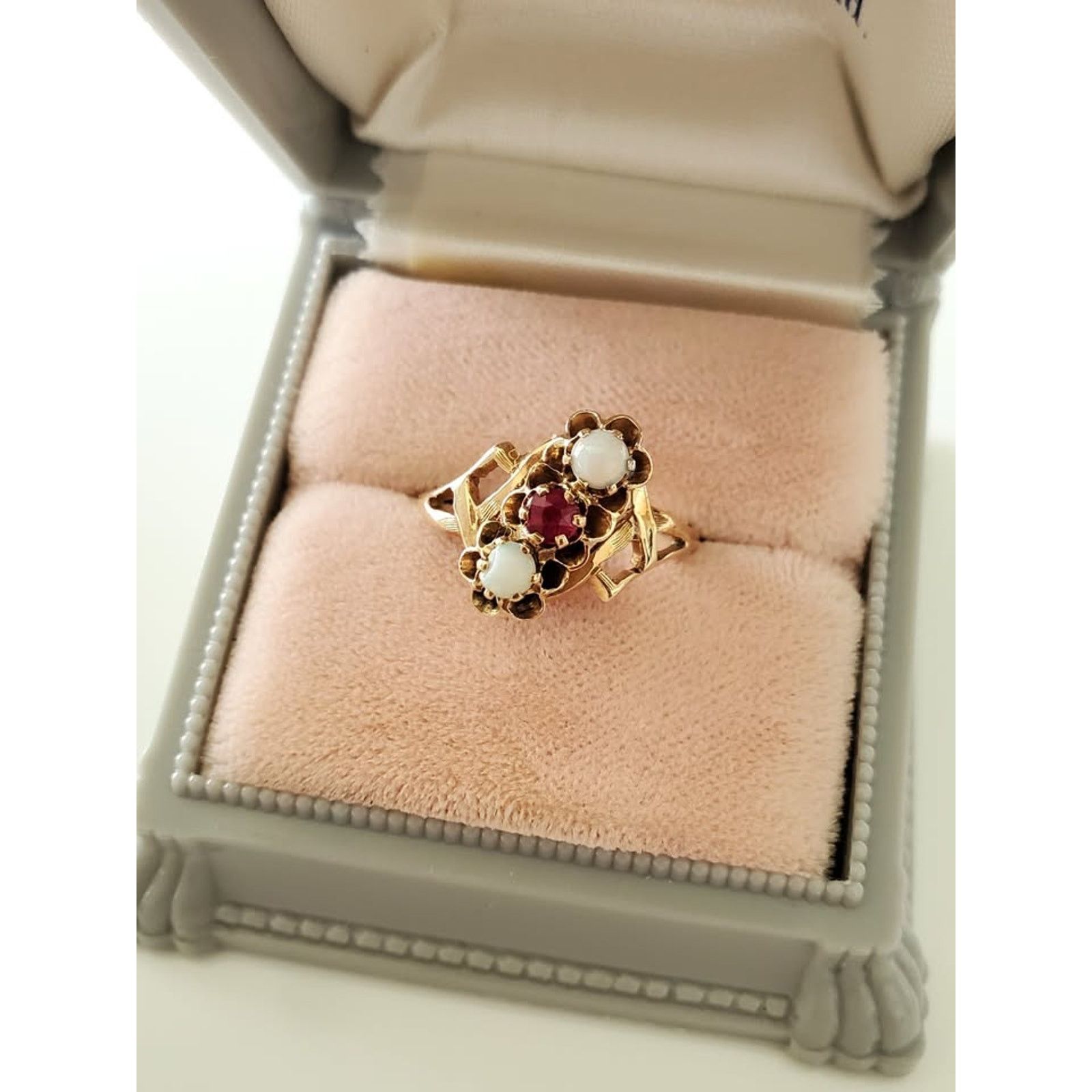 Other Antique 10K Ruby and Opal Bypass Ring Size ONE SIZE - 1 Thumbnail