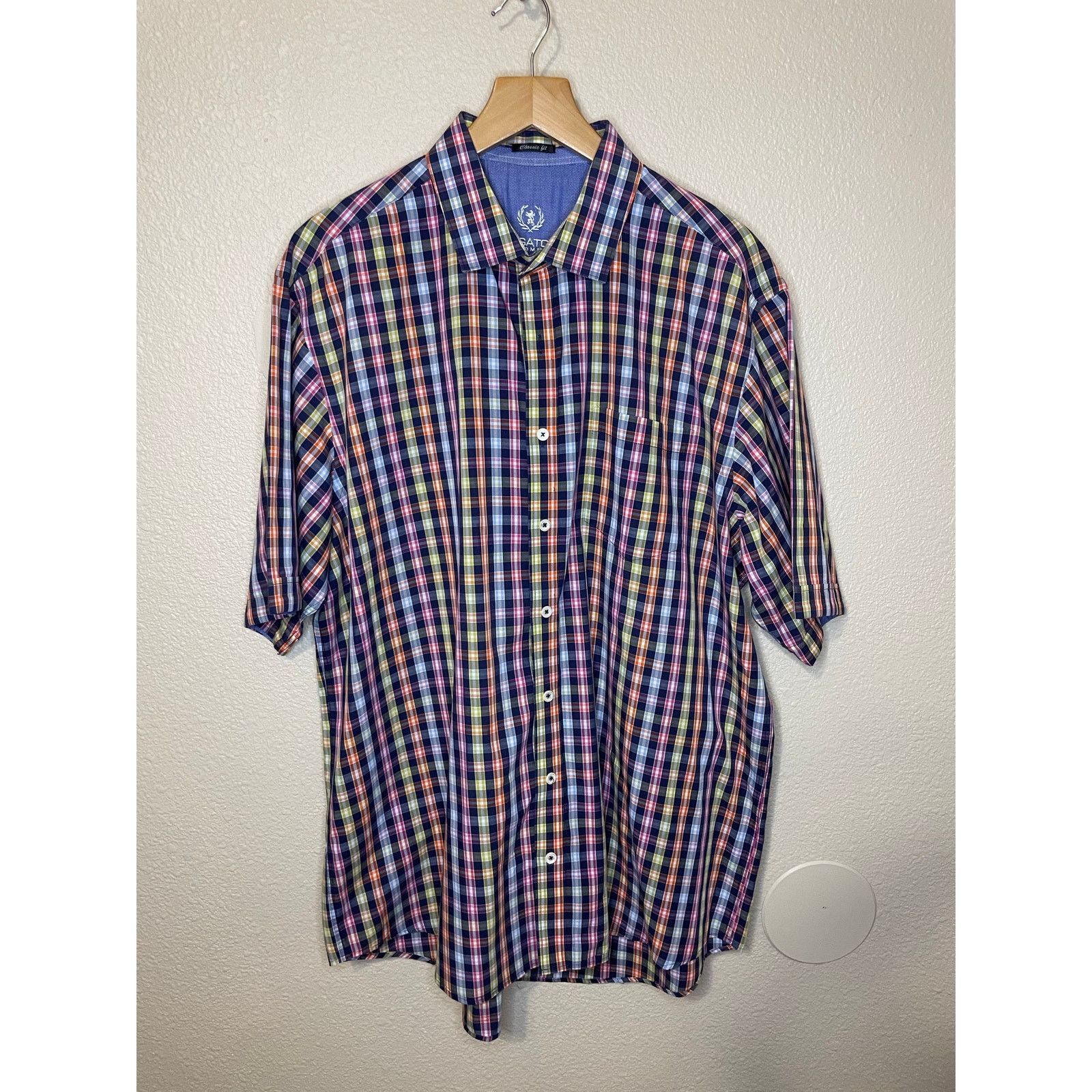 BUGATCHI Bugatchi Classic Fit Short Sleeve Multicolor Gingham Top XL Size US XL / EU 56 / 4 - 10 Thumbnail