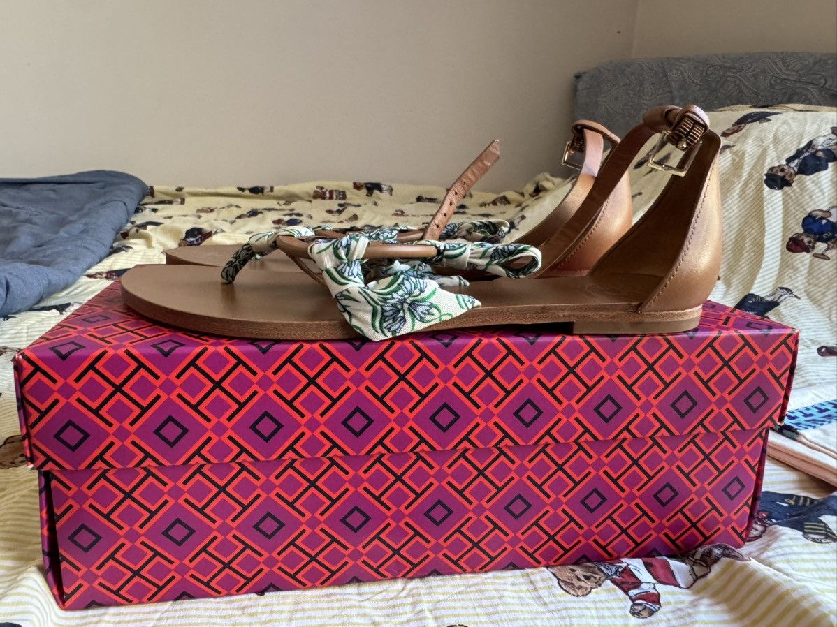 Tory Burch Tory Burch Miller Scarf Sandal Tan/ Blue Meridian Size US 7.5 / IT 37.5 - 4 Thumbnail