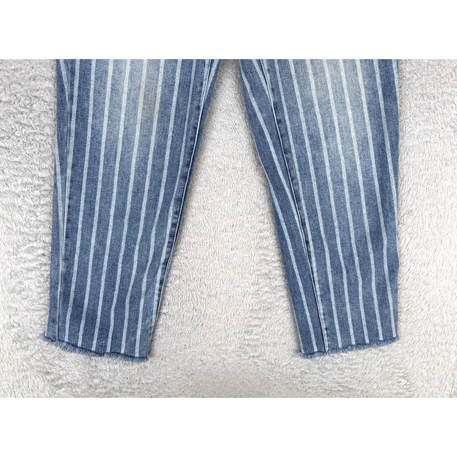 Pacsun PacSun Womens 29 Straight Jeans Blue Medium Wash High Rise Crop Striped 5-Pocket Denim Cotton N/A Size 29" - 2 Thumbnail