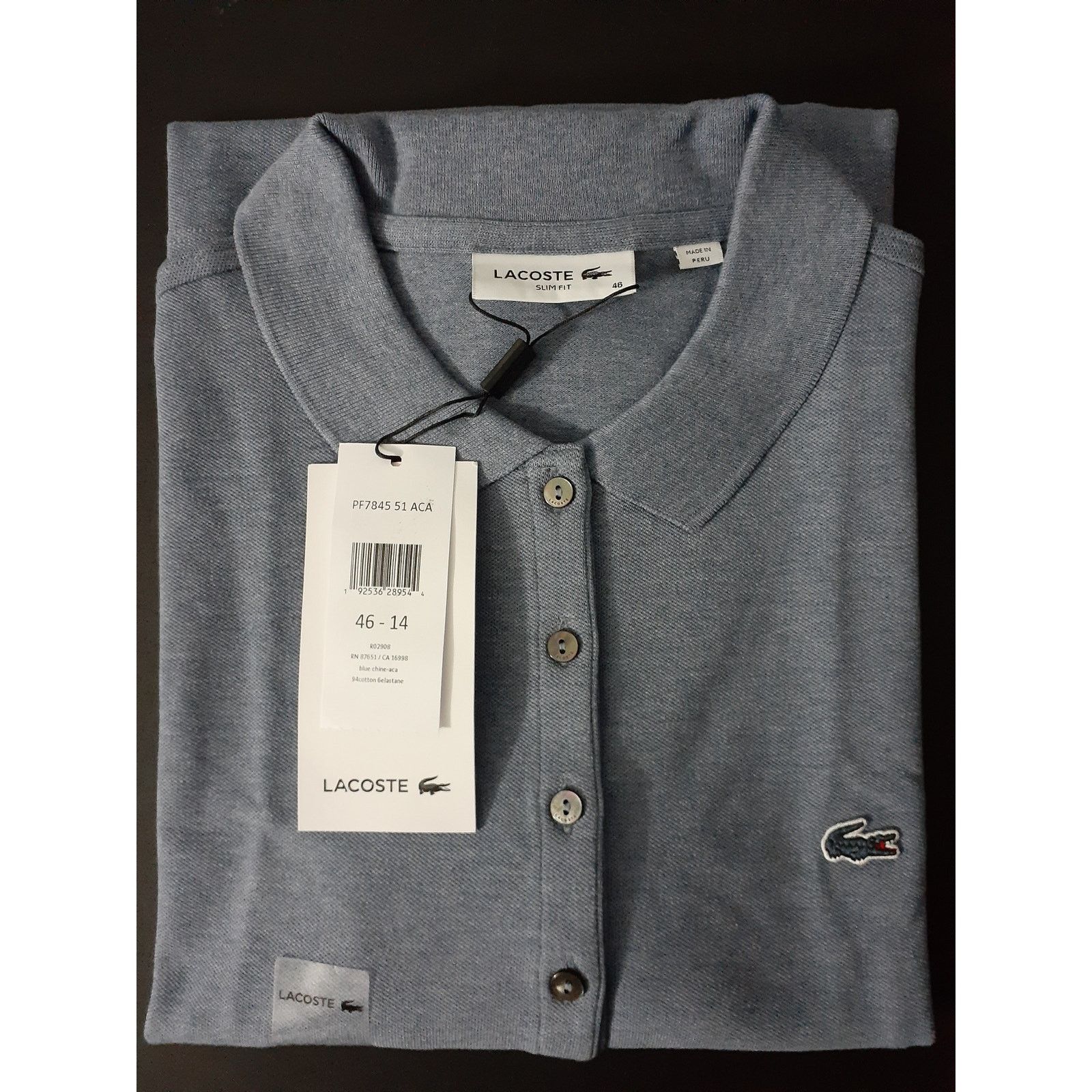 Lacoste Lacoste Women's Short Slim Fit Stretch Polo Shirt Grey 14 Size XL / US 12-14 / IT 48-50 - 1 Preview