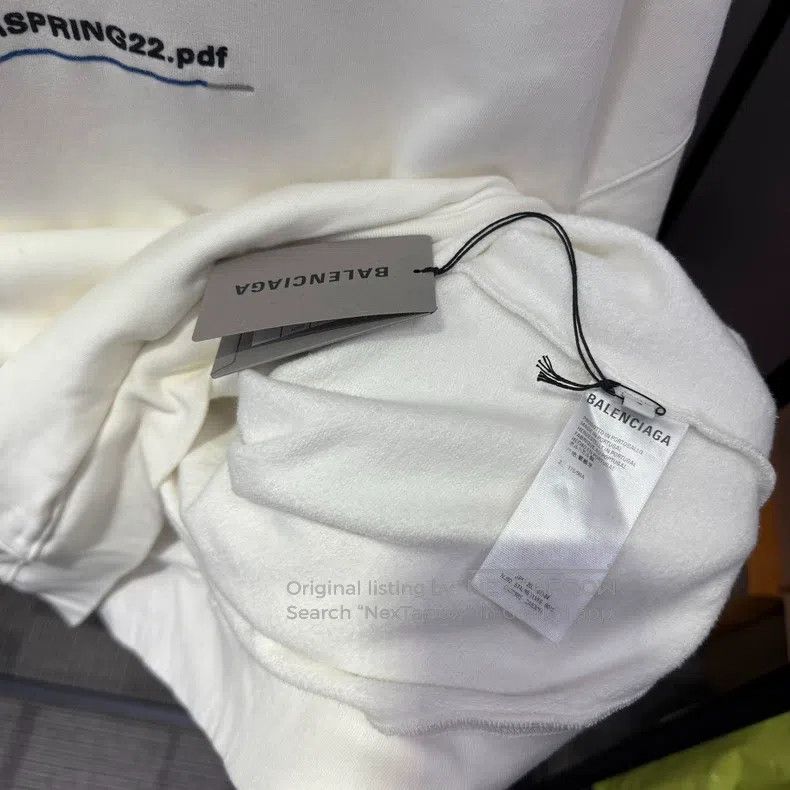 Balenciaga Balenciaga White Hooded Sweatshirt Size US M / EU 48-50 / 2 - 4 Thumbnail