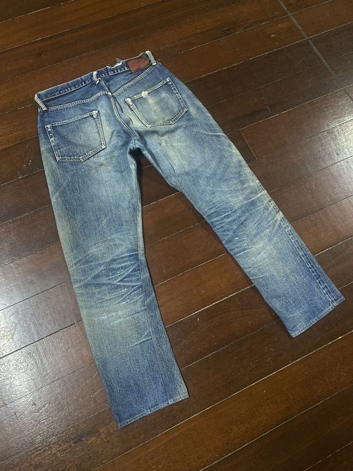 Denime Vintage 90s DENIME Japan Selvedge Distressed patch leather Size US 34 / EU 50 - 15 Thumbnail
