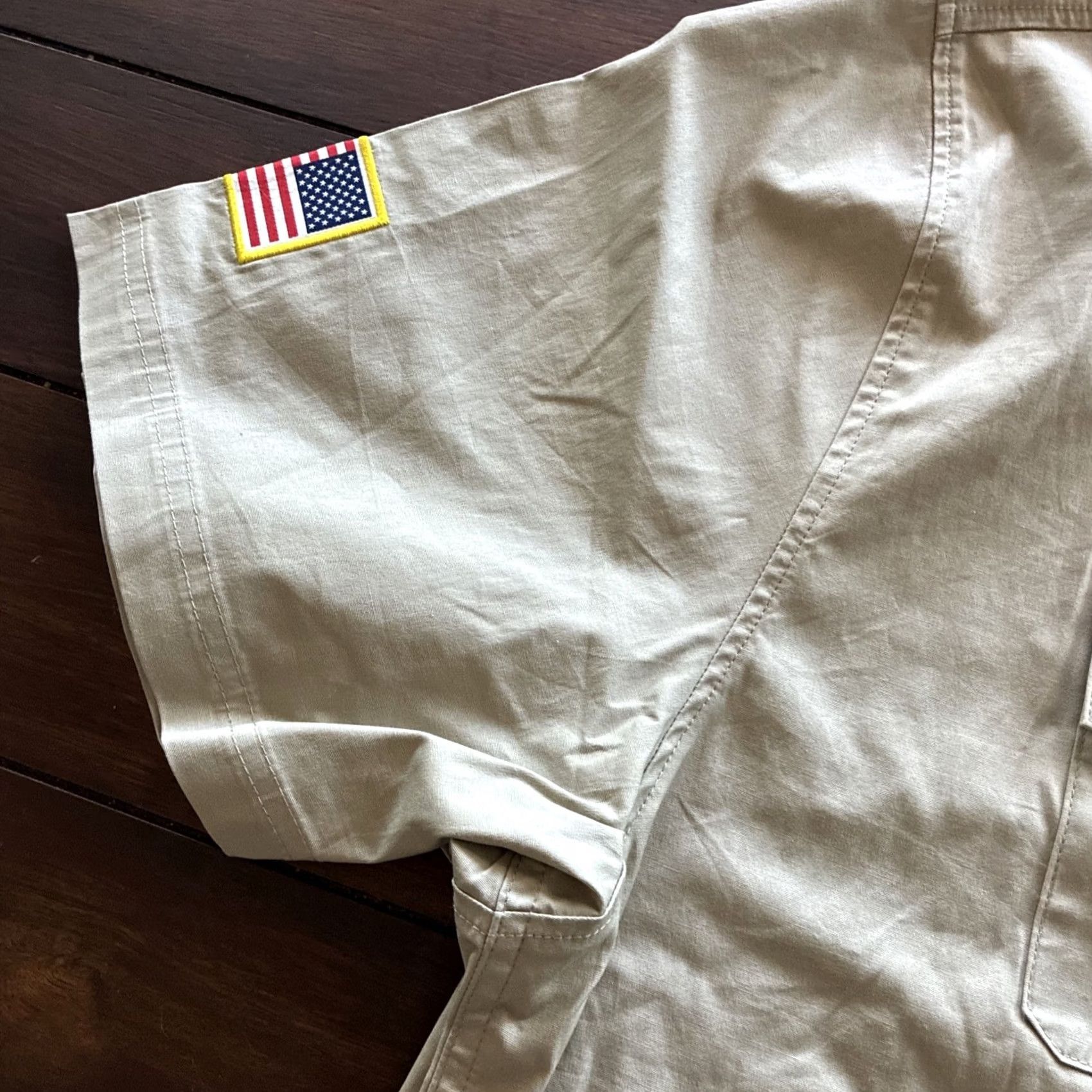 Garage Grunt Style Garage Button Down Shirt Mens 3XL Tan Short Sleeve USA Flag Patch Size US XXL / EU 58 / 5 - 7 Thumbnail