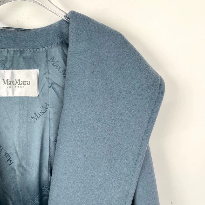 Max Mara Max Mara Blue hooded lapel belted cashmere coat Size XXS / US 00 / IT 34 - 3 Thumbnail