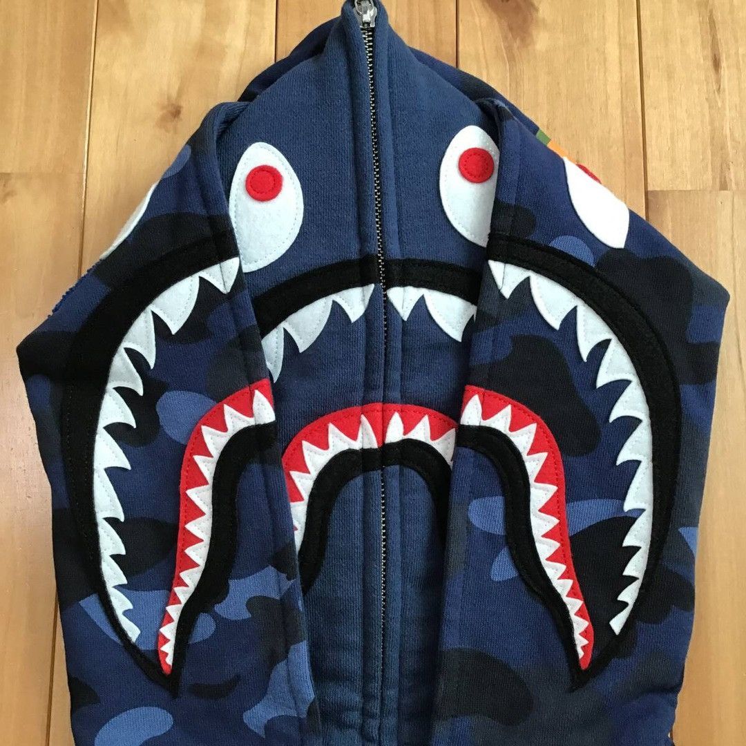 Bape BAPE Double Shark Full Zip Hoodie Blue camo a bathing ape Size US M / EU 48-50 / 2 - 3 Thumbnail