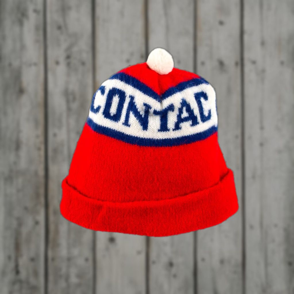 Vintage Contac Pom Pom Beanie | Beanie Hat Contac Pom Pom Regular Size 9x8 Ragstock Vintage Used Warm Winter Knit Womens Mens Girls Boys Size ONE SIZE - 1 Thumbnail