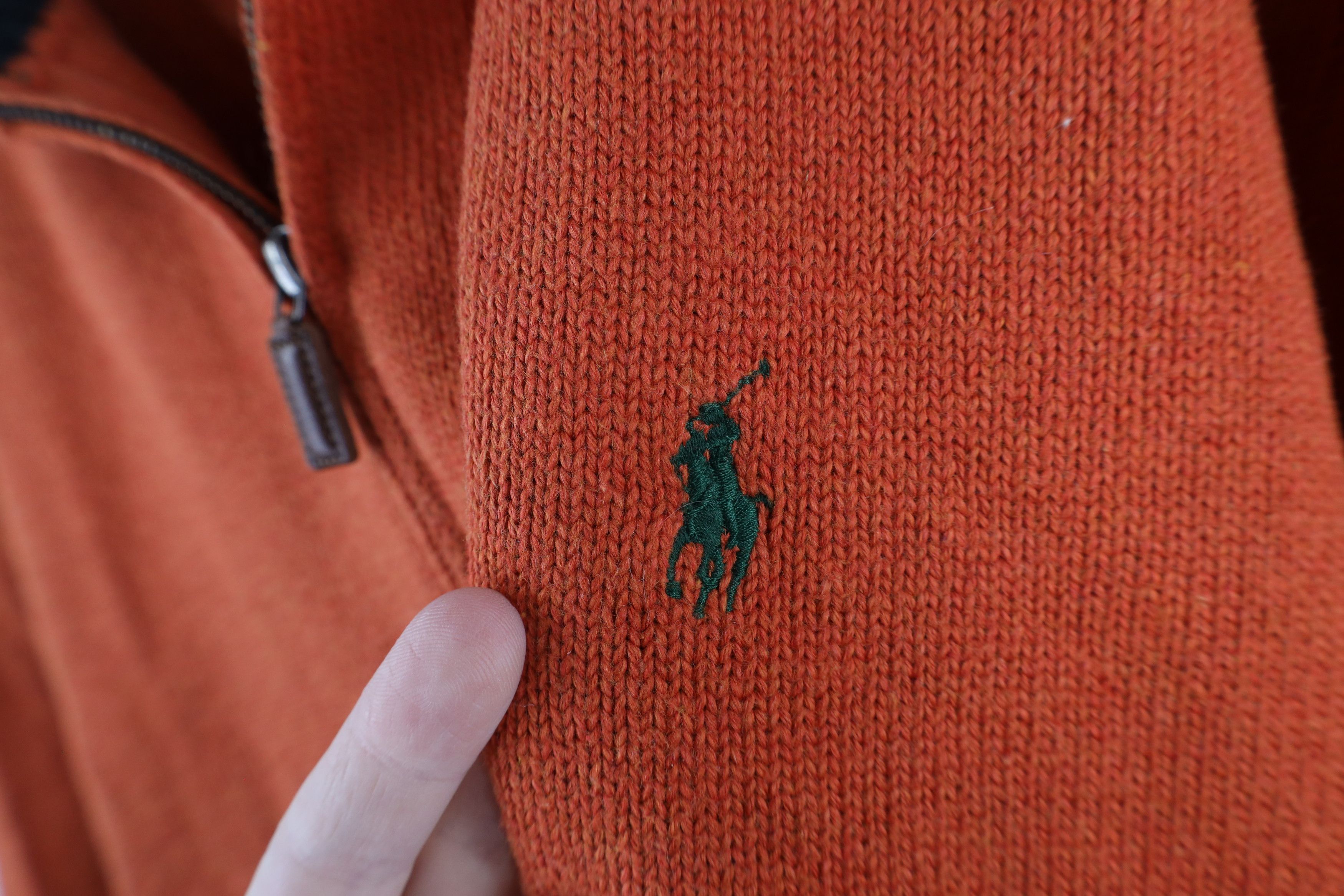 Ralph Lauren × Vintage Vintage 90s Ralph Lauren Ribbed Knit Half Zip Sweater Orange Size US XL / EU 56 / 4 - 4 Thumbnail