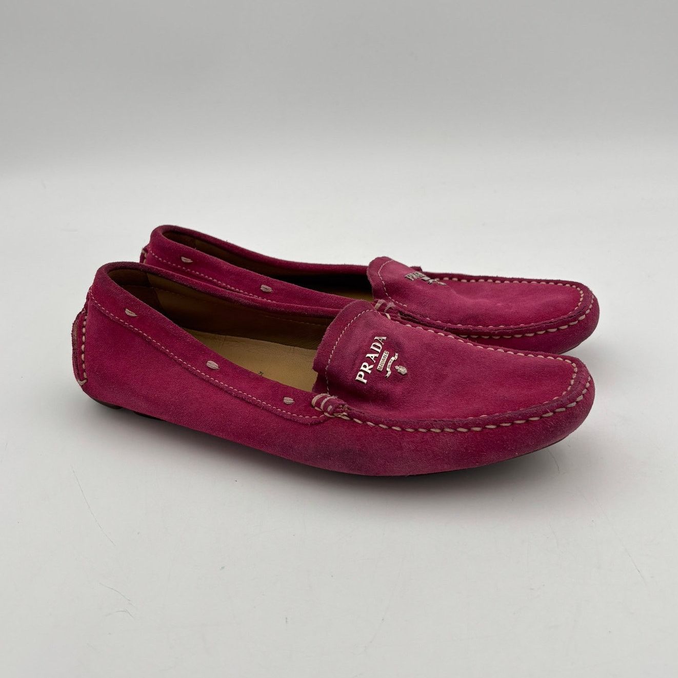 Prada Prada Fuschia Suede Driving Loafers Moccasins Women's 35.5 Size US 5.5 / IT 35.5 - 1 Thumbnail