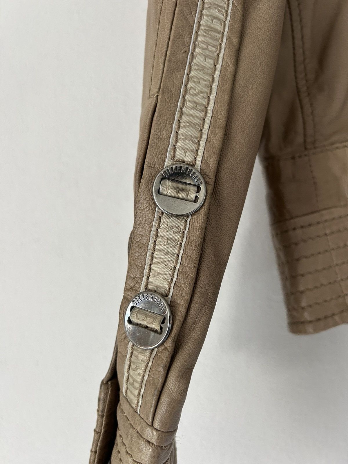 Dirk Bikkembergs Beige Leather Moto Jacket Size US M / EU 48-50 / 2 - 13 Thumbnail