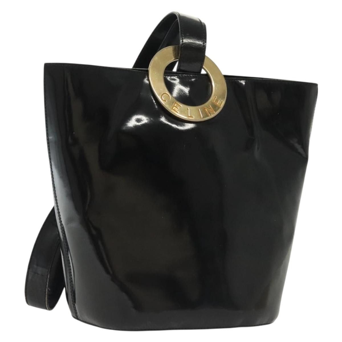Celine CELINE Circle Shoulder Bag Enamel Black Gold Size ONE SIZE - 1 Thumbnail