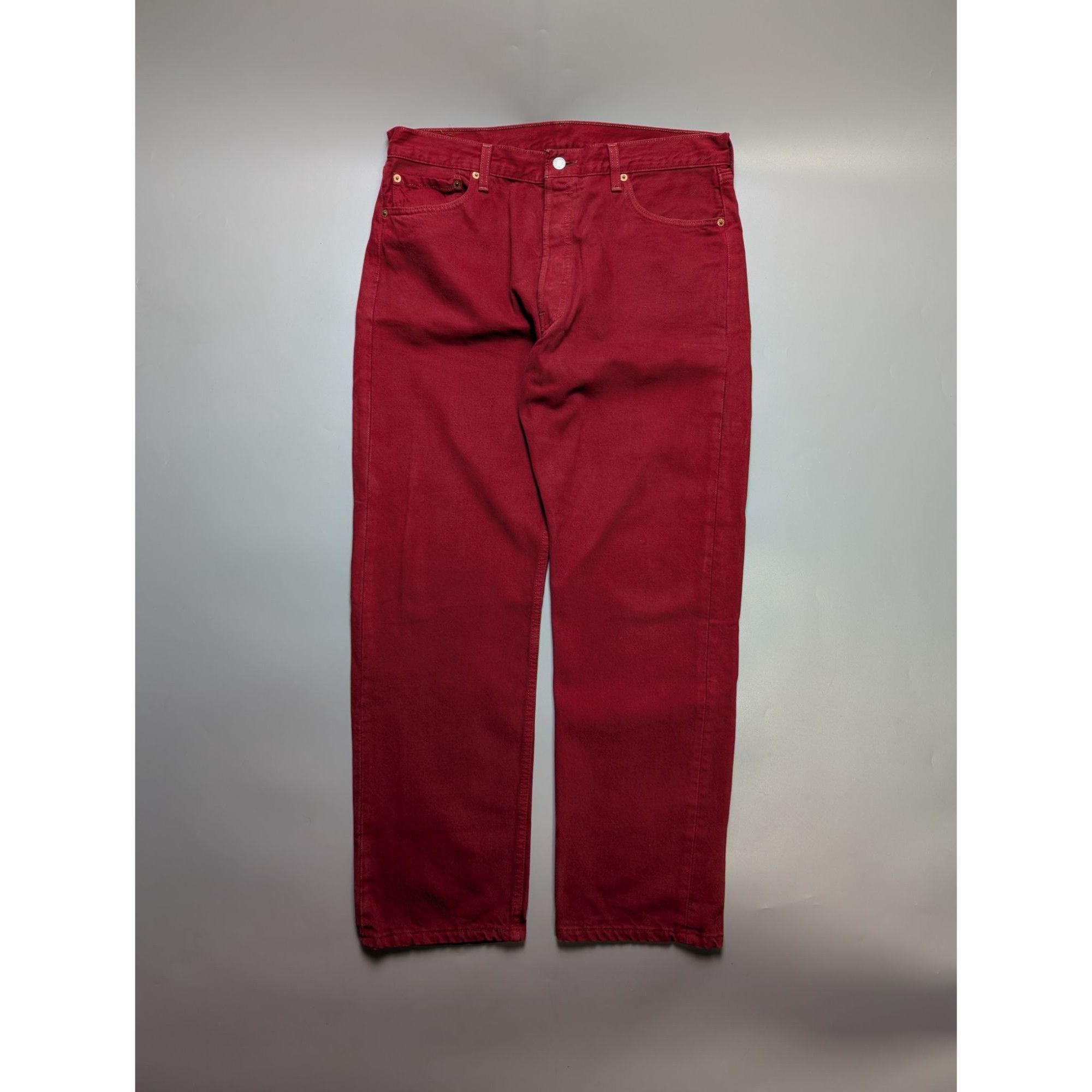Levi's Vintage Clothing Levi's 501 Made In USA RARE Red Denim Jeans Pants (Y1077) Size US 36 / EU 52 - 1 Thumbnail