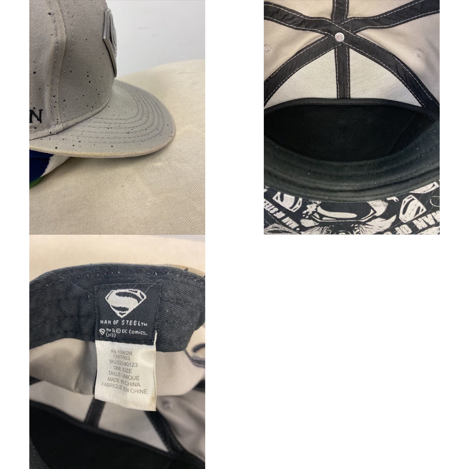 Vintage Gray Superman Hat One Size Fits All Metal Badge Gray Adjustable/ 200 Size ONE SIZE - 8 Thumbnail