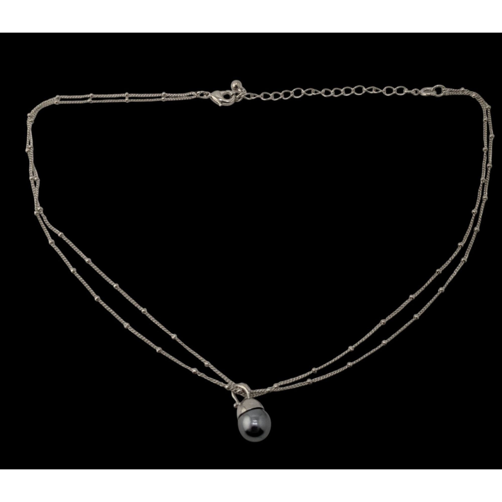 Other Minimalist Dainty Silver Tone Double-Strand Necklace With Si Size ONE SIZE - 3 Thumbnail