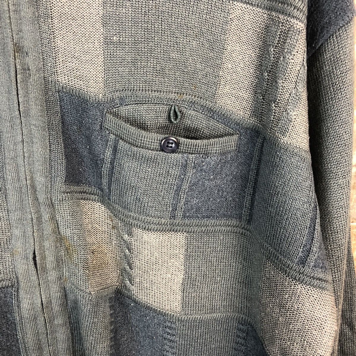 Homespun Knitwear TricoOulic Grey checkered Knitwear collar vintage #A1687 Size US L / EU 52-54 / 3 - 9 Thumbnail