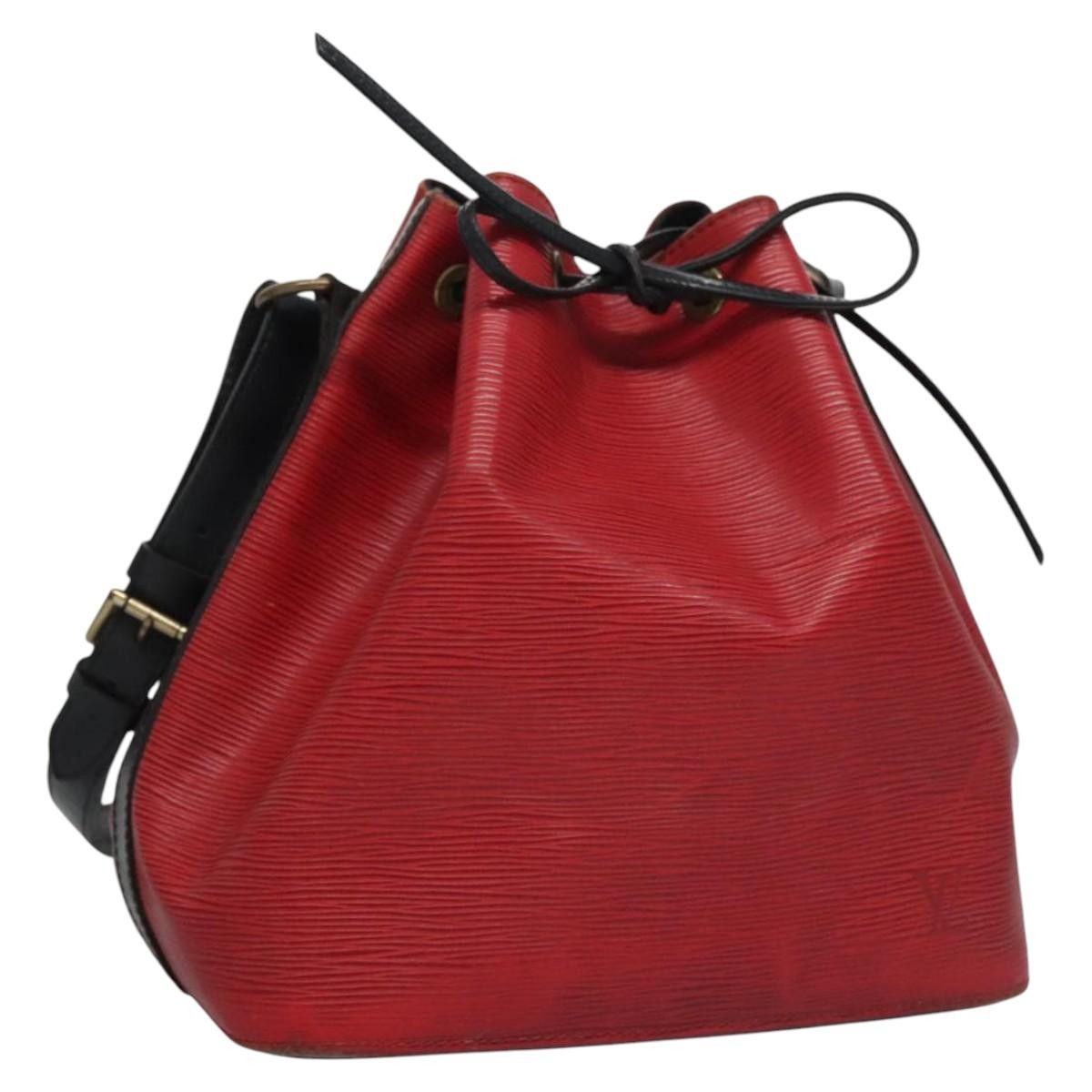 LOUIS VUITTON Epi Petit Noe Shoulder Bag Bicolor Black Red