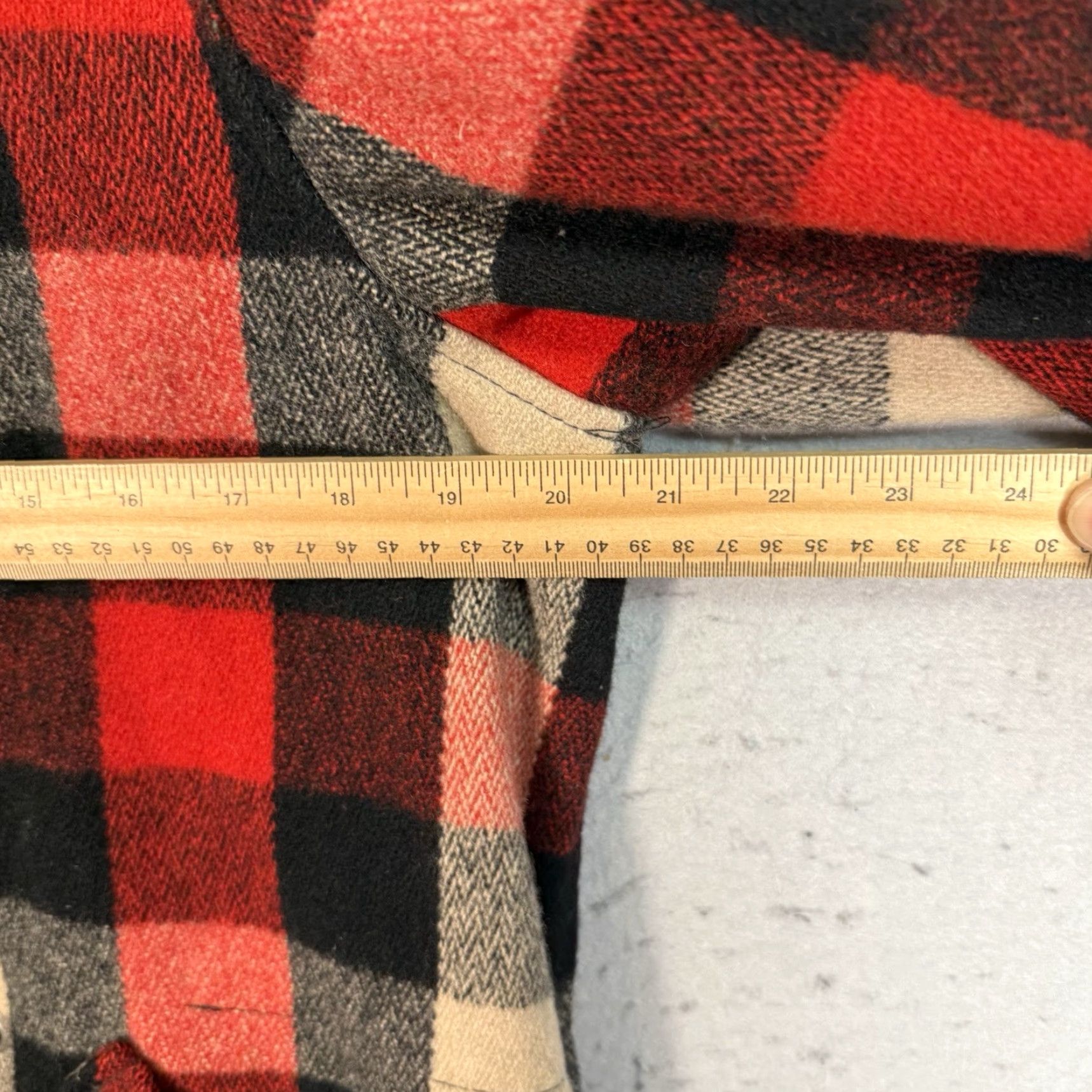 VINTAGE Schott Bros Plaid Wool Coat Adult Small Red Fur Hood Anorak Mens