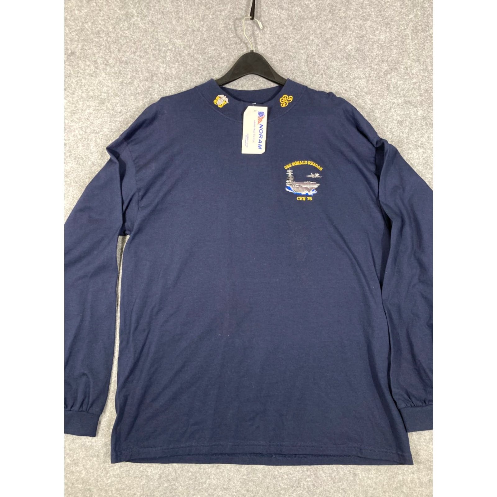 Gildan VINTAGE Gildan USS Ronald Reagan T-Shirt Mens XL Blue Cotton Logo NWT NOS Long Sleeve Crew Neck Shirt Size US XL / EU 56 / 4 - 2 Thumbnail