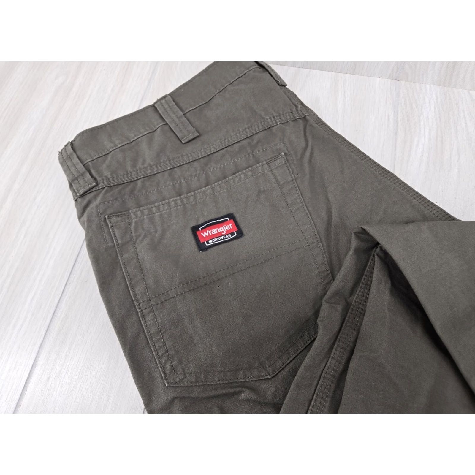 Wrangler Wrangler Workwear Pants 38x30 Green Ripstop Cotton Mens Straight Leg Pants Size US 38 / EU 54 - 3 Thumbnail
