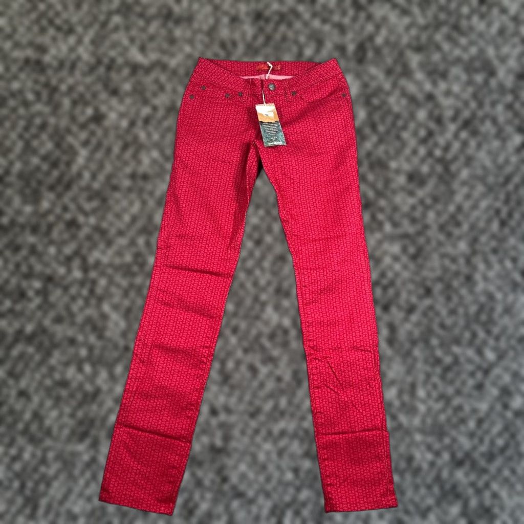 Prana prAna Womens Skinny Jeans Size 0 Red Geometric Organic Cotton Fitted 5-Pocket Size 25" / US 0 / IT 36 - 1 Thumbnail