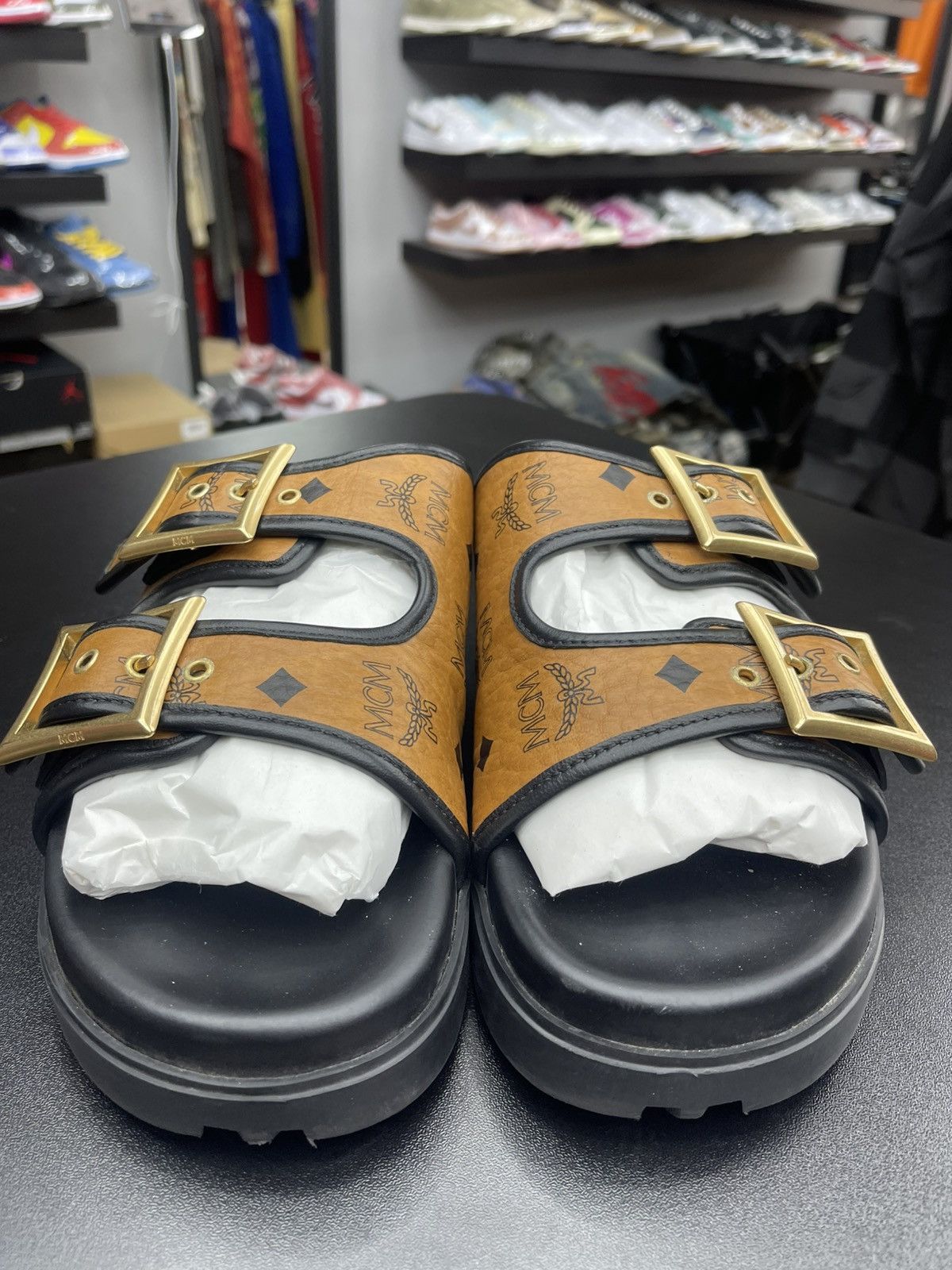 MCM Size 8US/41EU - MCM Sandals In Visetos Cognac Size US 8 / EU 41 - 2 Thumbnail