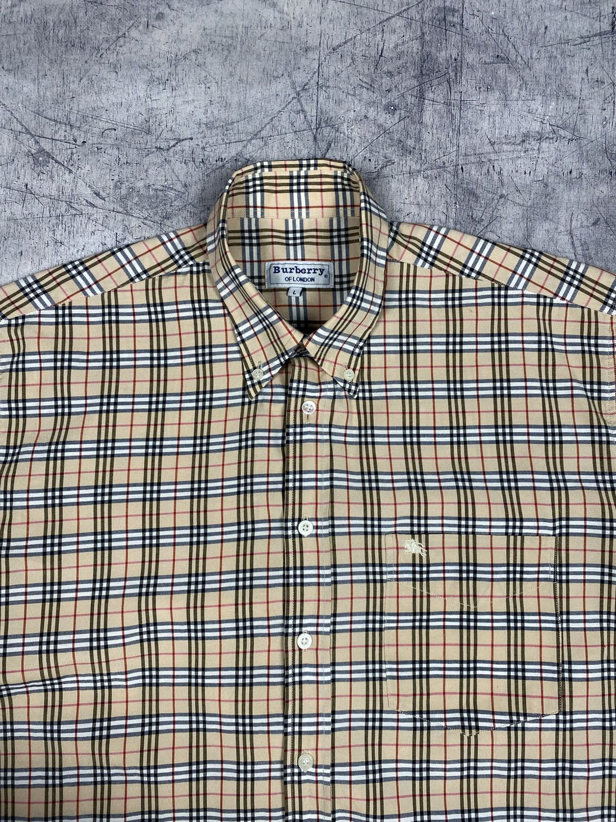 Burberry Vintage Burberry London Nova Check Short Sleeve Shirt Beige Size US L / EU 52-54 / 3 - 5 Thumbnail