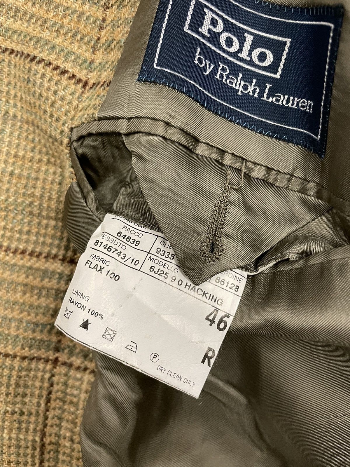 Polo Ralph Lauren × Vintage Ticket Pocket Check Print Hacking Jacket Size 46R - 9 Thumbnail
