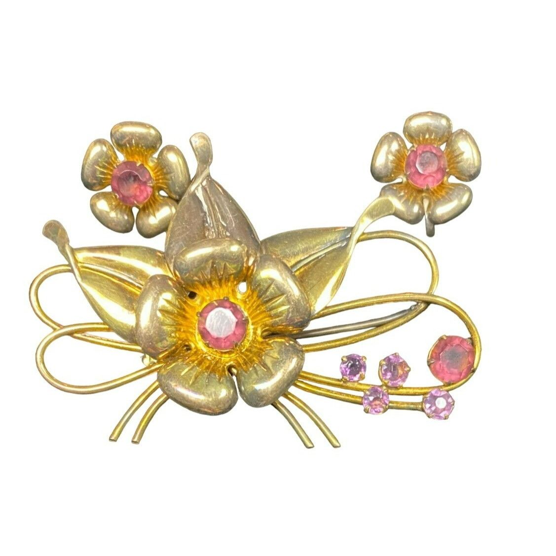 Vintage signed CM Curtman Co. 12K Gold filled Floral Brooch