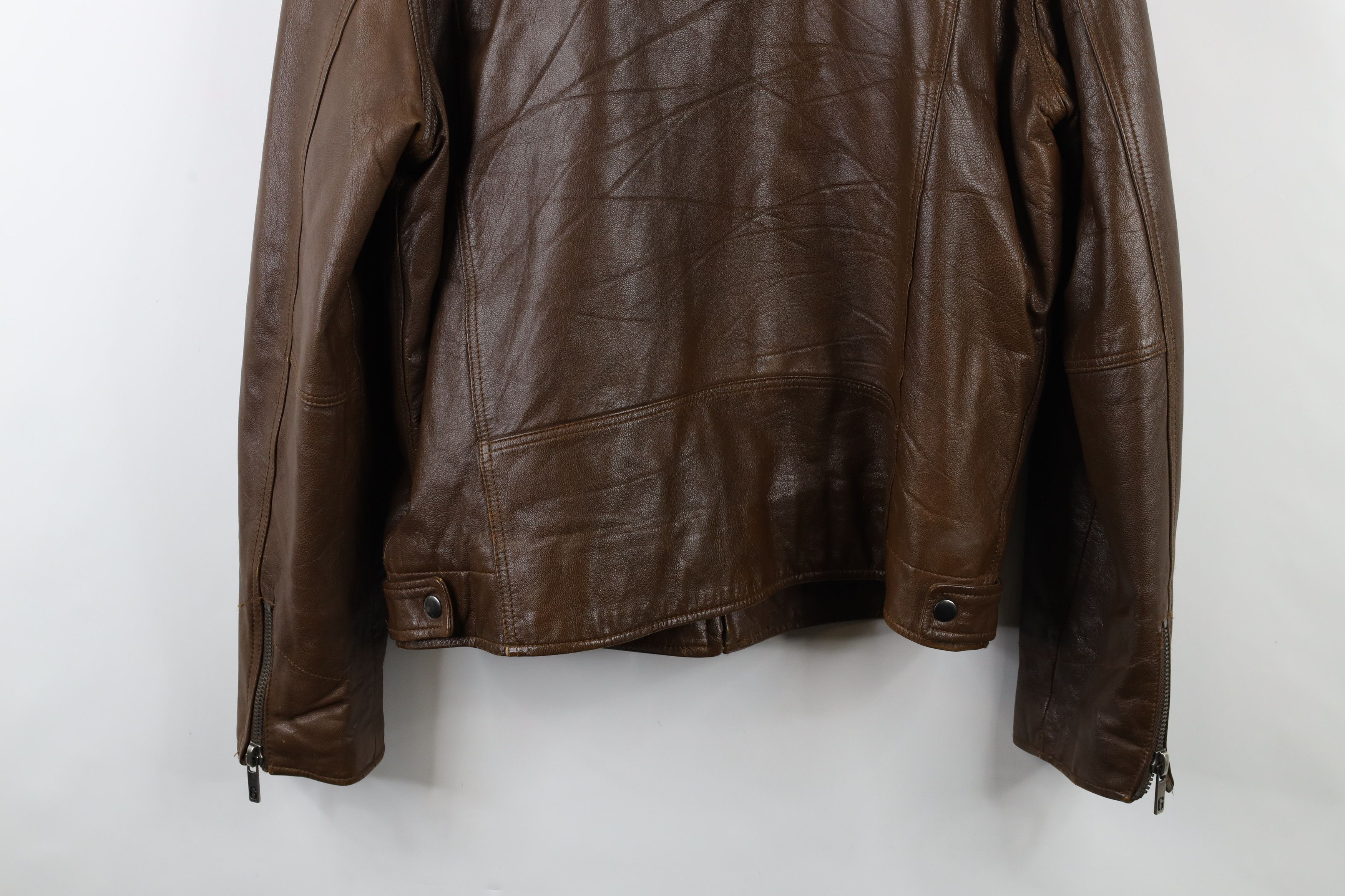 Guess × Vintage Vintage 90s Guess Lined Leather Bomber Jacket Brown Size US M / EU 48-50 / 2 - 16 Thumbnail
