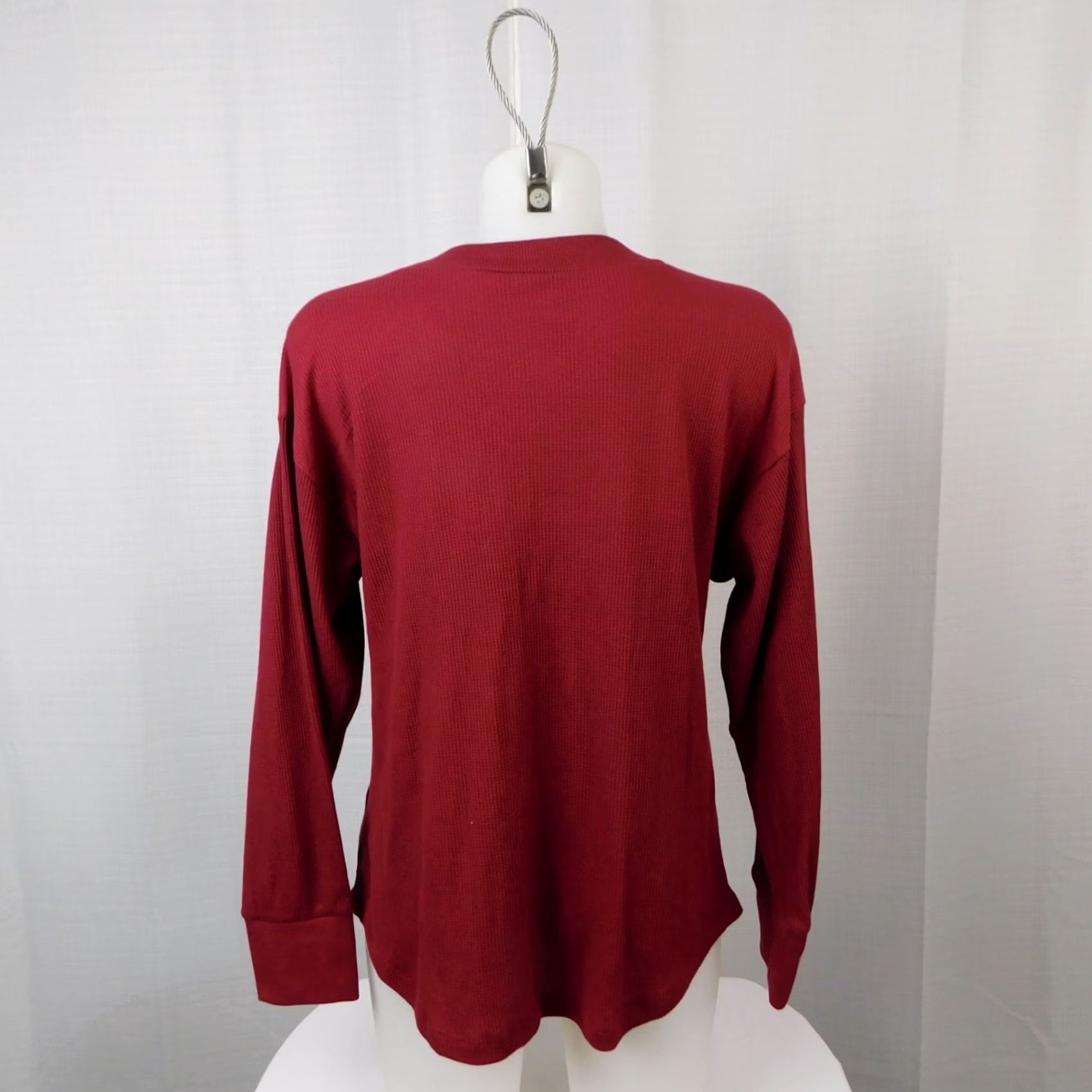 Vintage Sonoma Moose Ridge Long Sleeve Crew Neck Waffle-Knit Top - Red, M, Cotton Blend, Knit, Classic Fit, Women Size M / US 6-8 / IT 42-44 - 5 Thumbnail