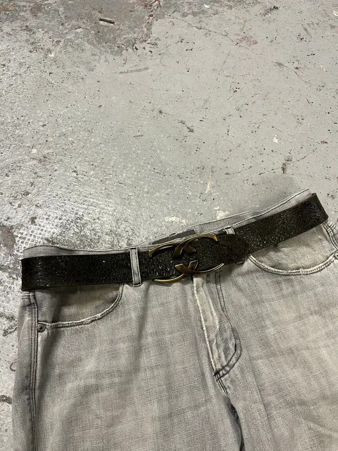 Roberto Cavalli 2000s Cavalli Black Eroded Leather Belt Size ONE SIZE - 10 Thumbnail