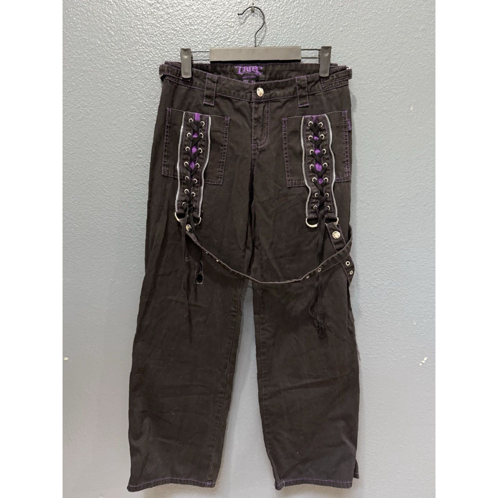 Tripp NYC VINTAGE TRIPP NYC Y2K Black Purple Raver Goth Grunge Pants Women’s Size 9 Cargo Size 30" / US 8 / IT 44 - 3 Thumbnail