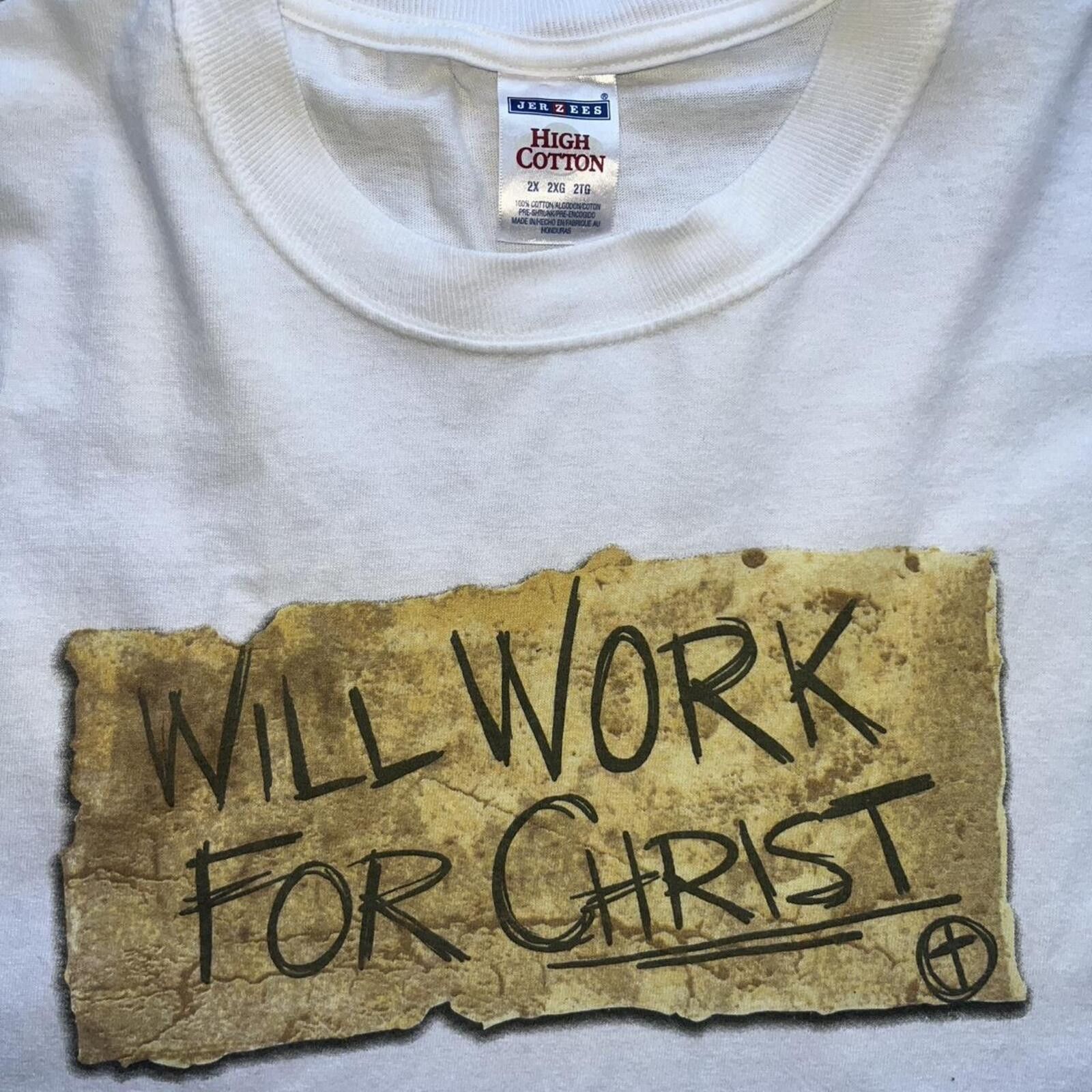 Jerzees Vintage Will Work For Christ Sign Religious Christian Shirt Size US M / EU 48-50 / 2 - 2 Thumbnail