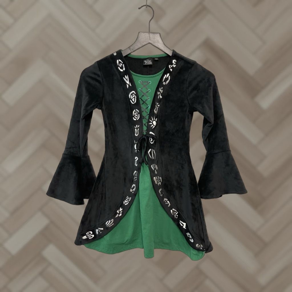 Vintage Hocus Pocus Dress Girls 7-8 Halloween Green Black Long Sleeve Shirt? Size US M / EU 48-50 / 2 - 1 Thumbnail
