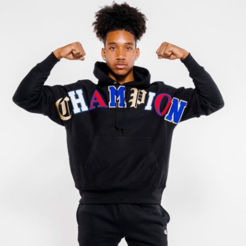 Champion Champion Old English Patchwork Hoodie Sweatshirt Pullover Size US XL / EU 56 / 4 - 3 Thumbnail