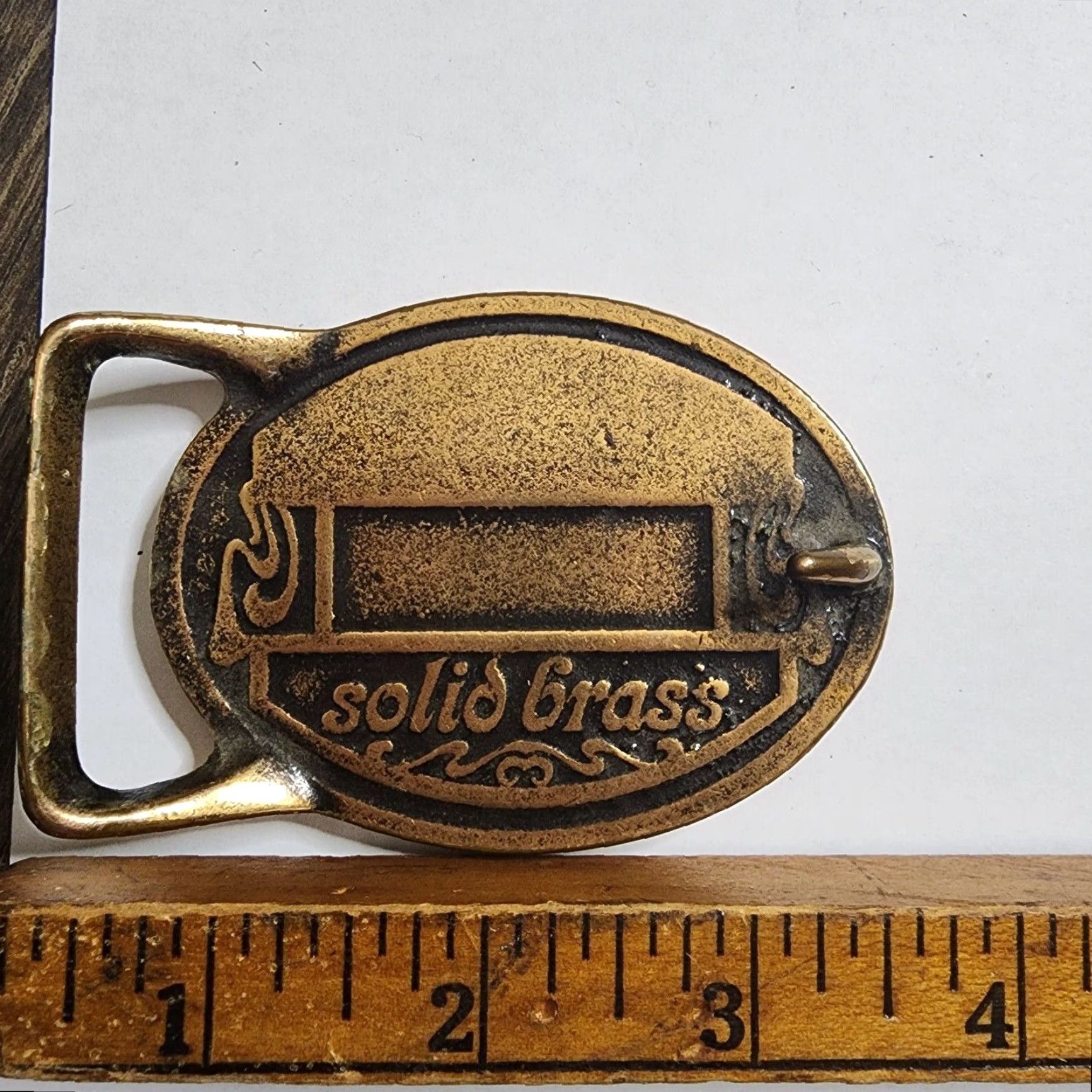 Vintage VINTAGE Deer Head Belt Buckle Gold Tone Solid Brass Wood Inlay Adult Unisex 1970s 1980s Animal Jewelry Accessories Mens Womens Boys Girls Size ONE SIZE - 2 Thumbnail