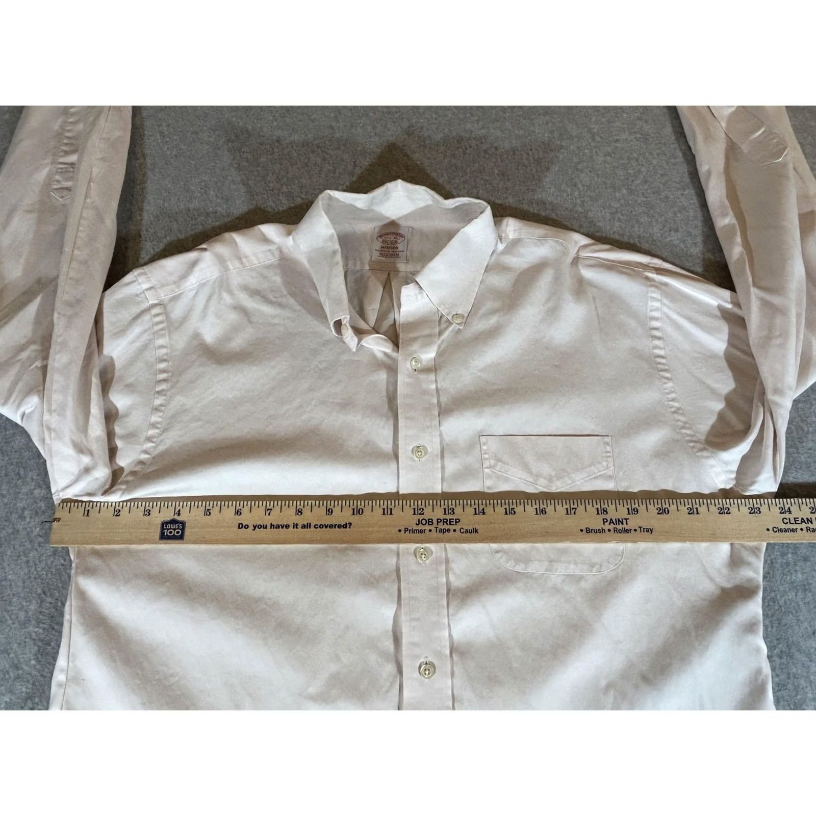 Brooks Brothers Brooks Brothers Shirt Men XL Beige Madison Long Sleeve Button Formal Office 17.5 36/37 100% Cotton Dress Shirt Button-Down Collar Mens Size 48R - 5 Thumbnail